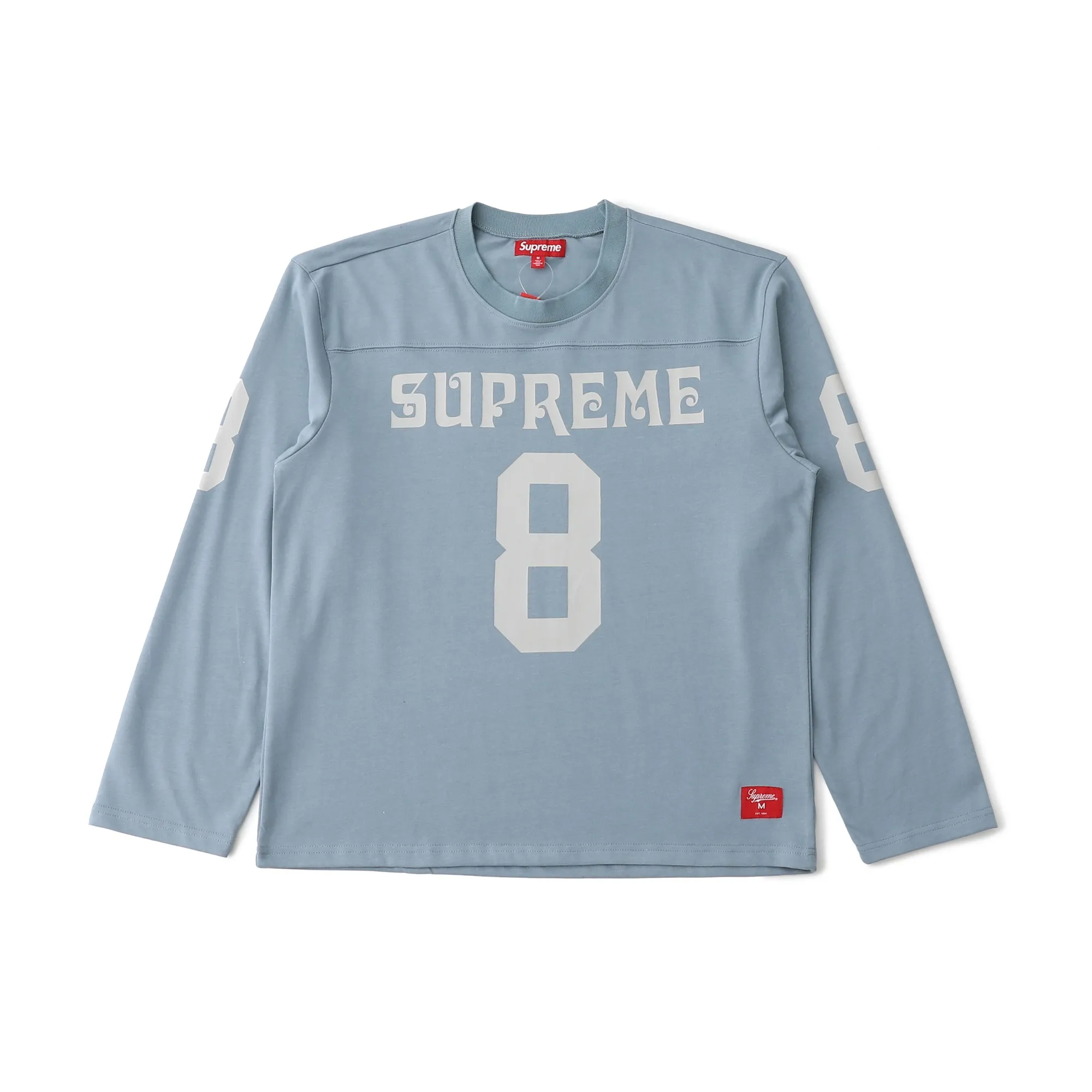🅿️240 S292 SUPREME SS25 AFFILIATED L/S FOOTBALL TOP American size 8 Sanskrit font long-sleeved T-shirt Original quality, consistent details, knitted fabric, non-cotton fabric, good feel Color: black white Size: S M L XL (172 120 wear S) S Bust 55 Length 66 Shoulder width 47 Sleeve length 57 M Chest 57 Dress length 68 Shoulder width 48 Sleeve length 58 L Chest 59 Dress length 70 Shoulder width 49 Sleeve length 59 XL Chest 62 Dress length 72 Shoulder width 50 Sleeve length 60