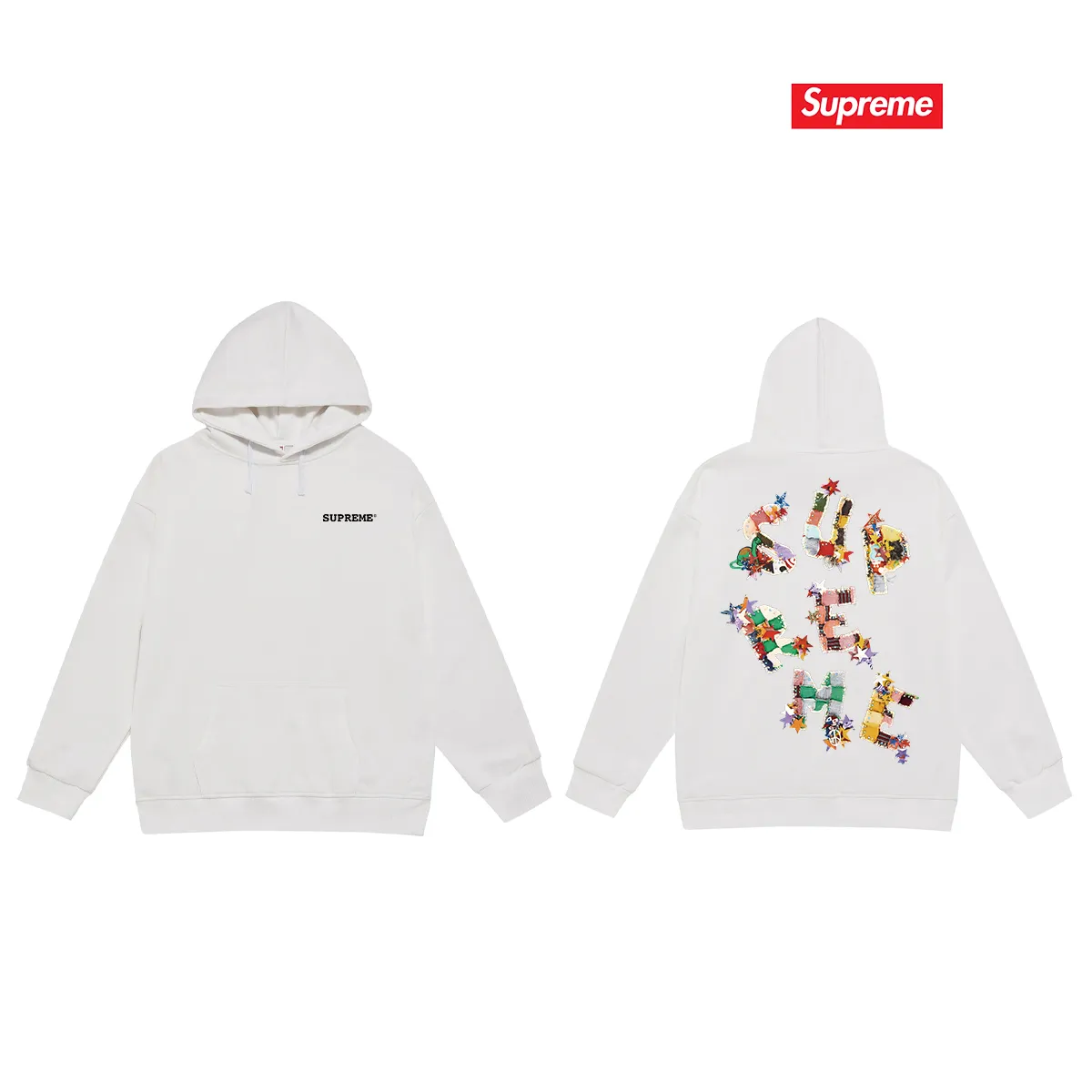 Style No. S2091 #terry P160💰 Velvet P170💰 Supreme SS24 WEEK1 letter printed hooded sweatshirt Made of 400g large terry 430g silver fox velvet (drop shoulder large version) fabric, soft texture and no pilling Imported environmentally friendly printing glue The pattern is bright and three-dimensional Quality 💥Same style for men and women The upper body is trendy Color: black white gray Size: S M L XL XXL
