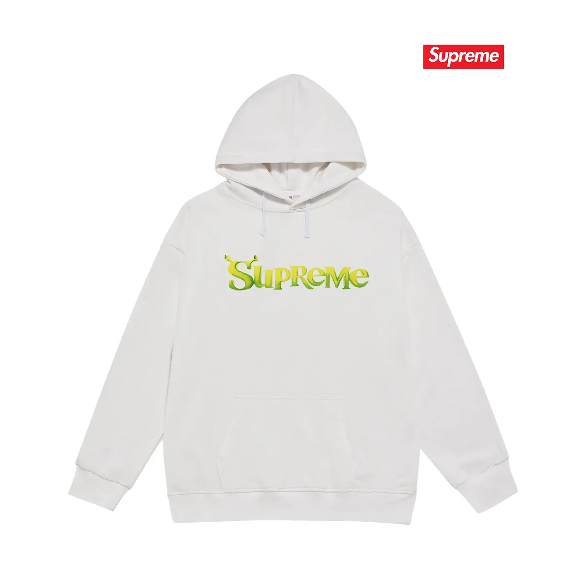 Style No. S2080 #terry P160💰 Velvet P170💰 Supreme Week 1 Shrek Tee solid color letter logo printed hooded sweatshirt Made of 400g large terry 430g silver fox velvet (drop shoulder large version) fabric, soft texture and no pilling Imported environmentally friendly printing glue The pattern is bright and three-dimensional Quality 💥Same style for men and women The upper body is trendy Color: black white gray Size: S M L XL XXL