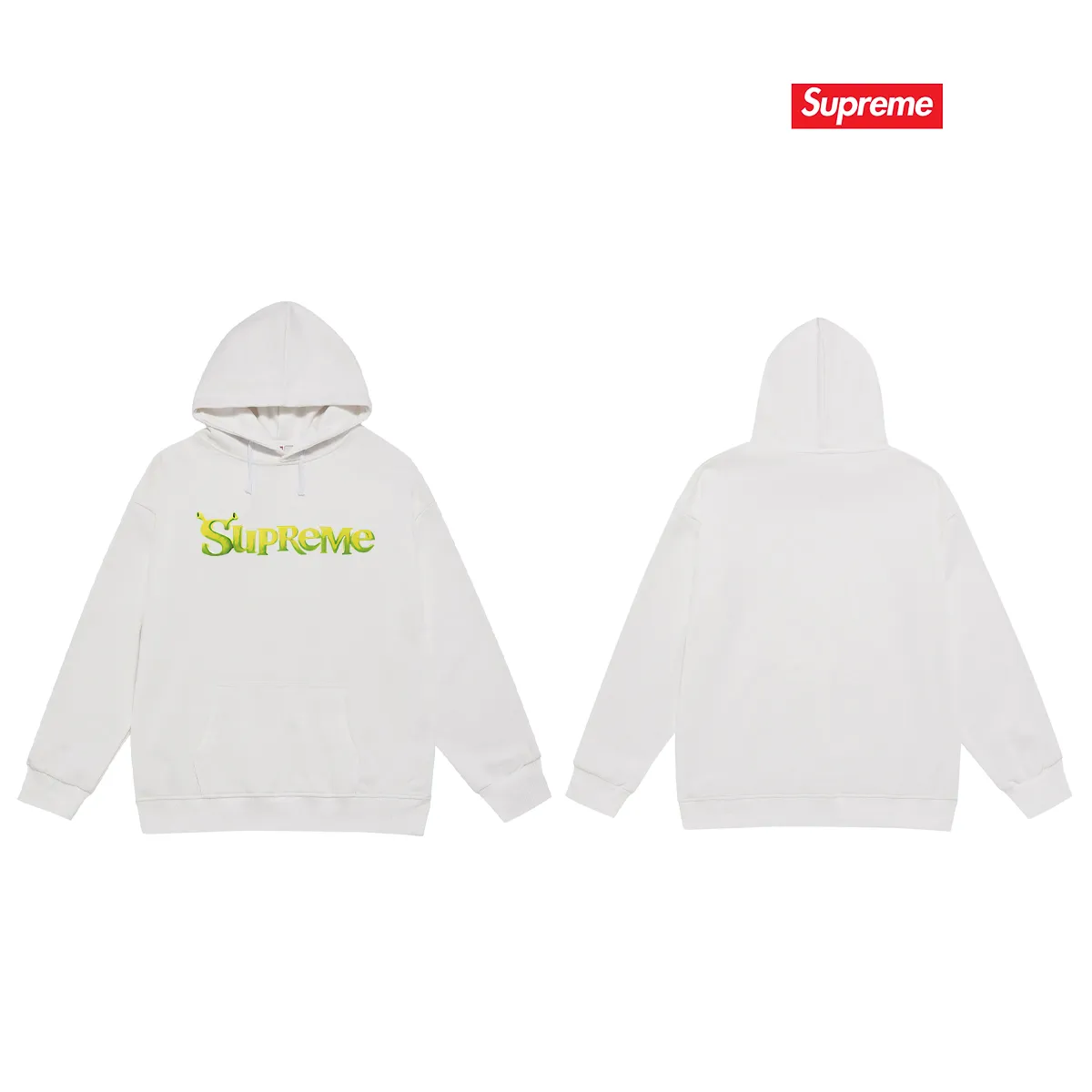 Style No. S2080 #terry P160💰 Velvet P170💰 Supreme Week 1 Shrek Tee solid color letter logo printed hooded sweatshirt Made of 400g large terry 430g silver fox velvet (drop shoulder large version) fabric, soft texture and no pilling Imported environmentally friendly printing glue The pattern is bright and three-dimensional Quality 💥Same style for men and women The upper body is trendy Color: black white gray Size: S M L XL XXL