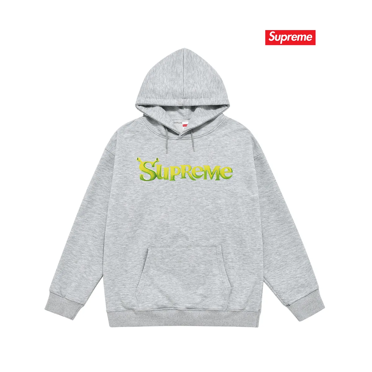 Style No. S2080 #terry P160💰 Velvet P170💰 Supreme Week 1 Shrek Tee solid color letter logo printed hooded sweatshirt Made of 400g large terry 430g silver fox velvet (drop shoulder large version) fabric, soft texture and no pilling Imported environmentally friendly printing glue The pattern is bright and three-dimensional Quality 💥Same style for men and women The upper body is trendy Color: black white gray Size: S M L XL XXL