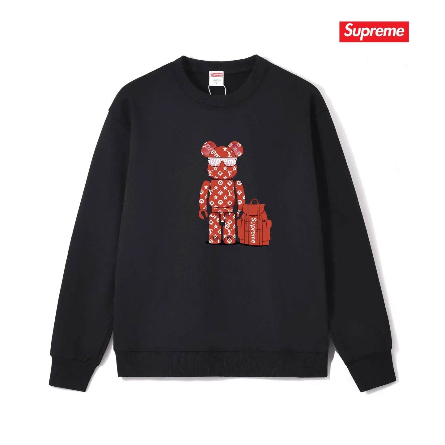 Style No. S1193 #terry p150💰 plus velvet 160💰 American fashion brand SUP letter bear print round neck sweatshirt Made of 400 grams of large terry (drop shoulder large version) fabric, soft texture and no pilling Imported environmentally friendly printing glue The pattern is bright and three-dimensional Quality💥Same style for men and women The upper body is trendy Color: black white gray Size: S M L XL XXL