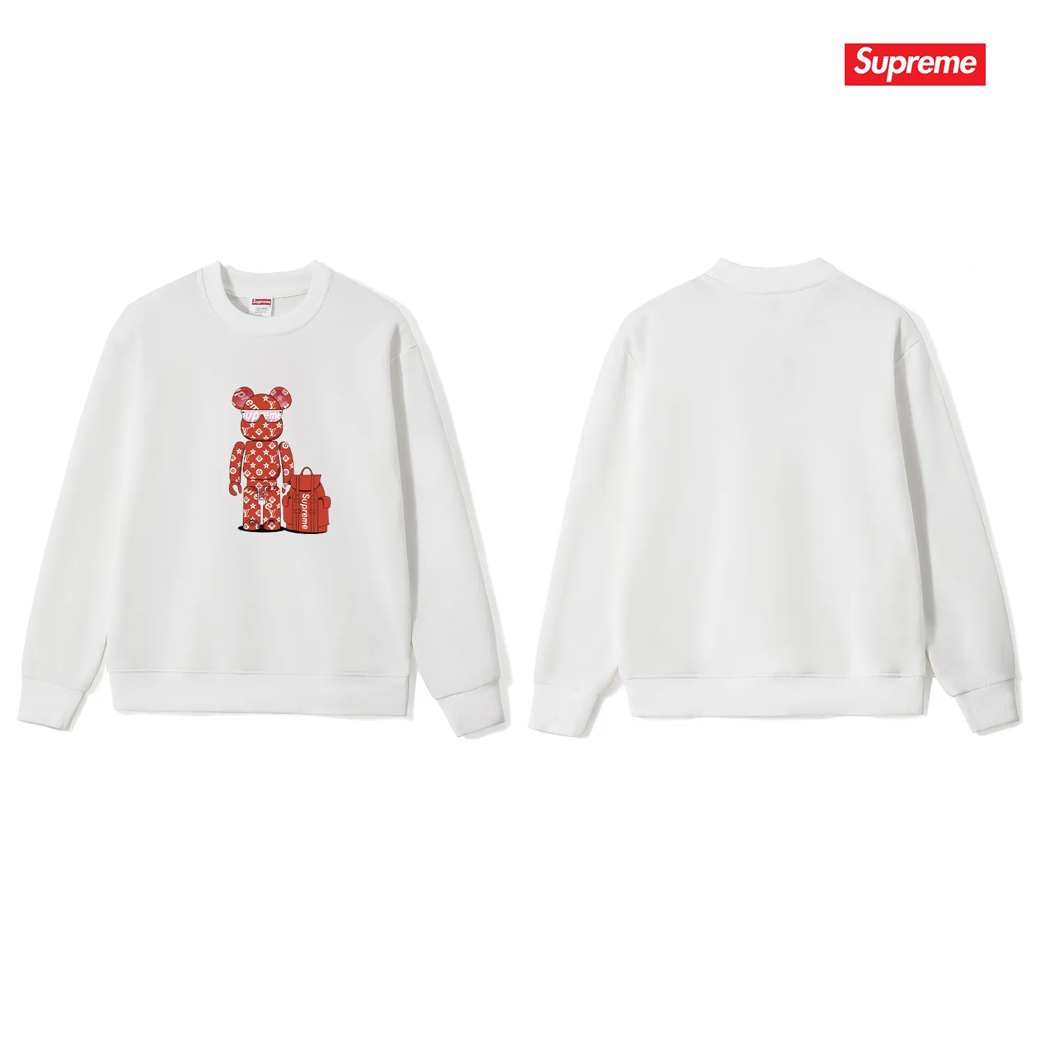 Style No. S1193 #terry p150💰 plus velvet 160💰 American fashion brand SUP letter bear print round neck sweatshirt Made of 400 grams of large terry (drop shoulder large version) fabric, soft texture and no pilling Imported environmentally friendly printing glue The pattern is bright and three-dimensional Quality💥Same style for men and women The upper body is trendy Color: black white gray Size: S M L XL XXL