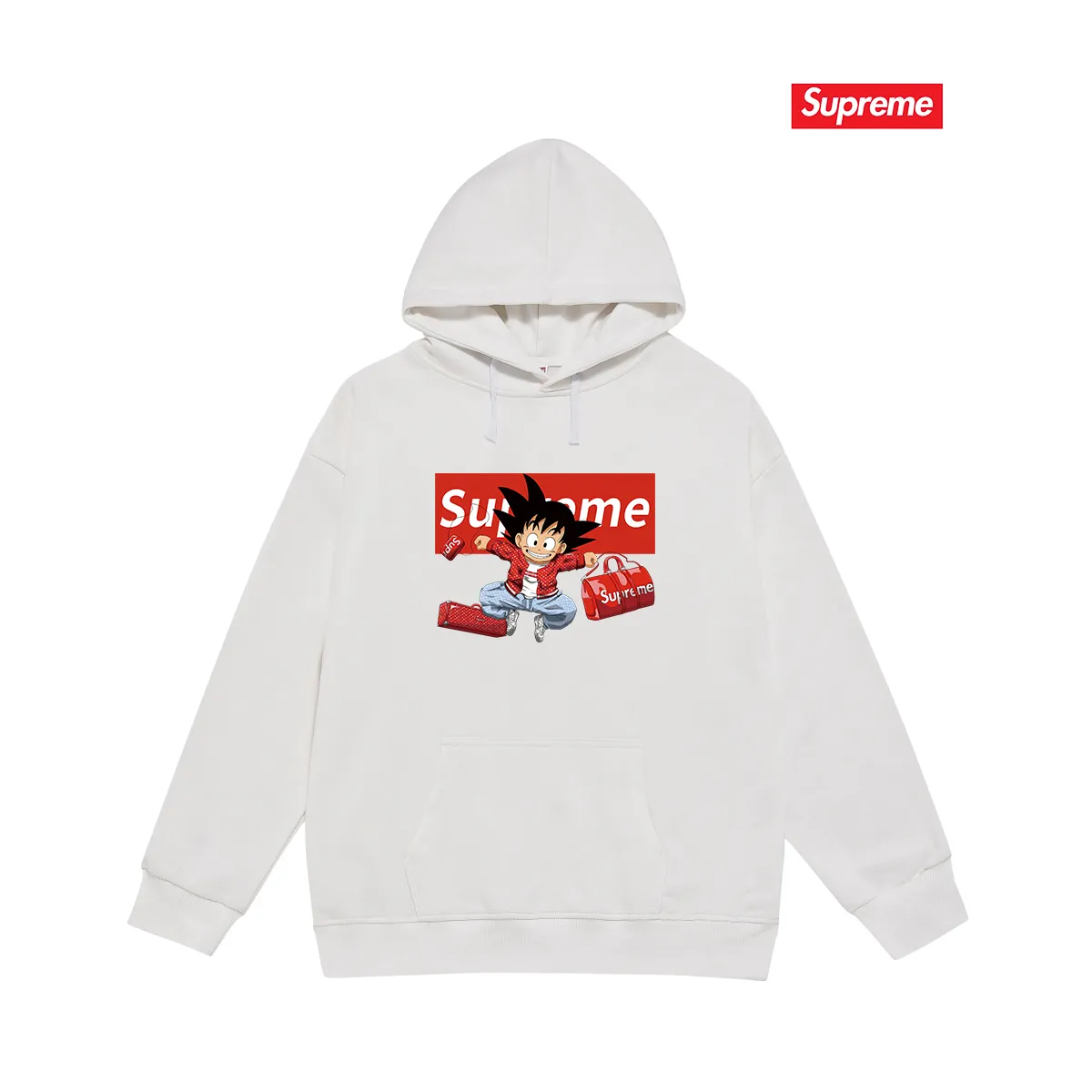 Style No. S2238 #terry P160💰 Velvet P170💰 Supreme's new Dragon Ball co-branded ins hooded sweatshirt. Made of 400g large terry 430g silver fox velvet (drop shoulder large version) fabric. The texture is soft and non-pilling. Imported environmentally friendly printing glue. The pattern is bright and three-dimensional. Quality 💥Same style for men and women. The upper body is trendy. Color: black white gray Size: S M L XL XXL