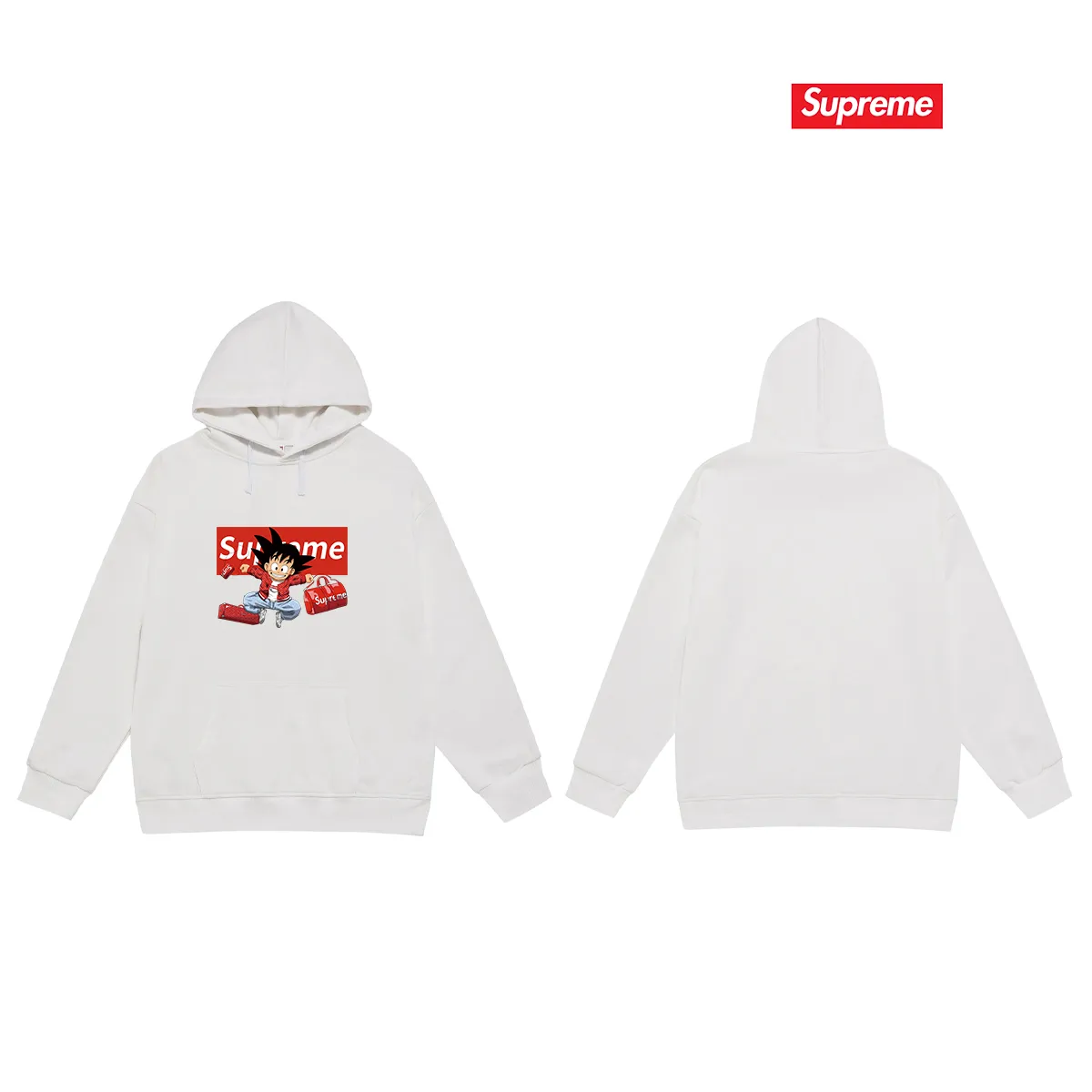 Style No. S2238 #terry P160💰 Velvet P170💰 Supreme's new Dragon Ball co-branded ins hooded sweatshirt. Made of 400g large terry 430g silver fox velvet (drop shoulder large version) fabric. The texture is soft and non-pilling. Imported environmentally friendly printing glue. The pattern is bright and three-dimensional. Quality 💥Same style for men and women. The upper body is trendy. Color: black white gray Size: S M L XL XXL