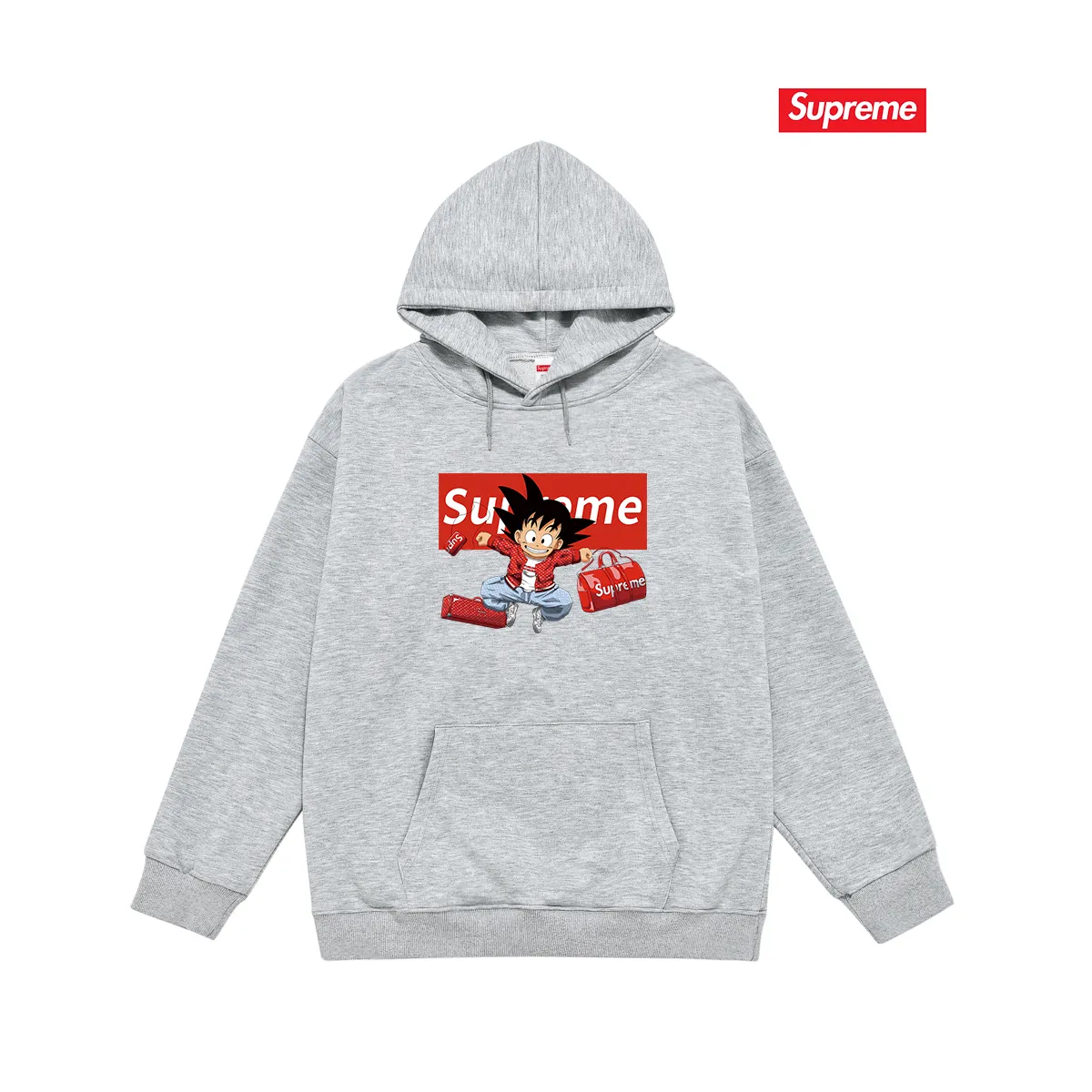 Style No. S2238 #terry P160💰 Velvet P170💰 Supreme's new Dragon Ball co-branded ins hooded sweatshirt. Made of 400g large terry 430g silver fox velvet (drop shoulder large version) fabric. The texture is soft and non-pilling. Imported environmentally friendly printing glue. The pattern is bright and three-dimensional. Quality 💥Same style for men and women. The upper body is trendy. Color: black white gray Size: S M L XL XXL