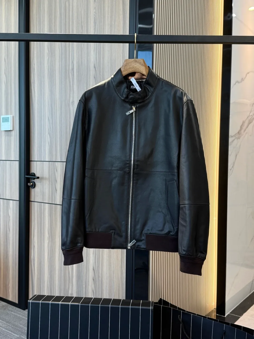 🅿️3000 Zegna men's nappa leather bomber jacket (original leather, not market currency)