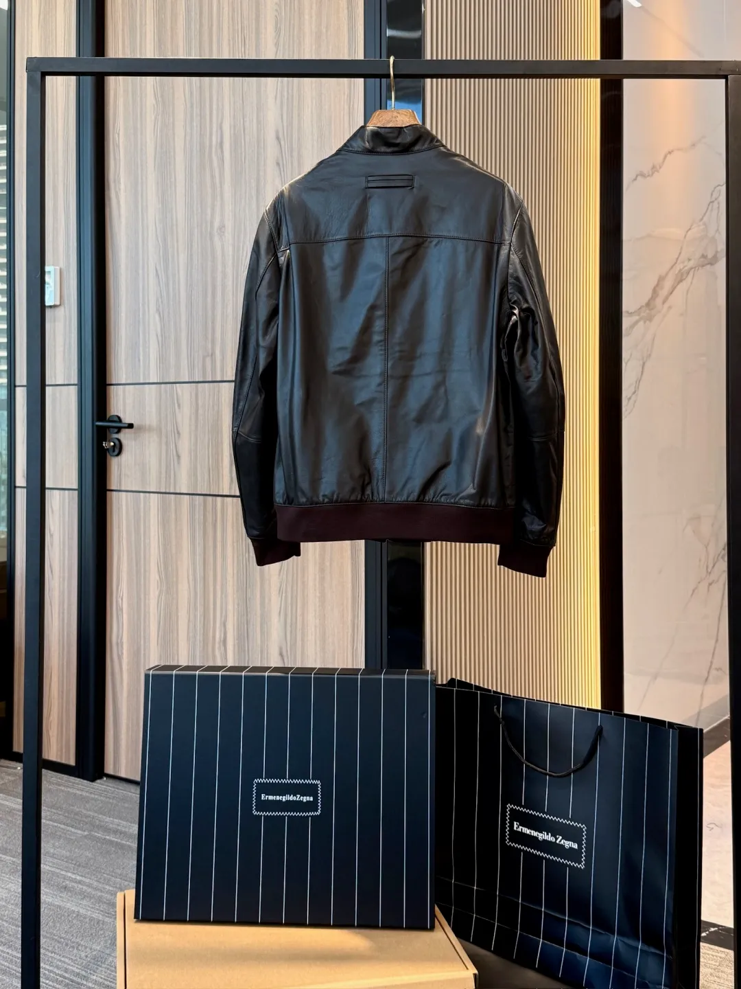 🅿️3000 Zegna men's nappa leather bomber jacket (original leather, not market currency)