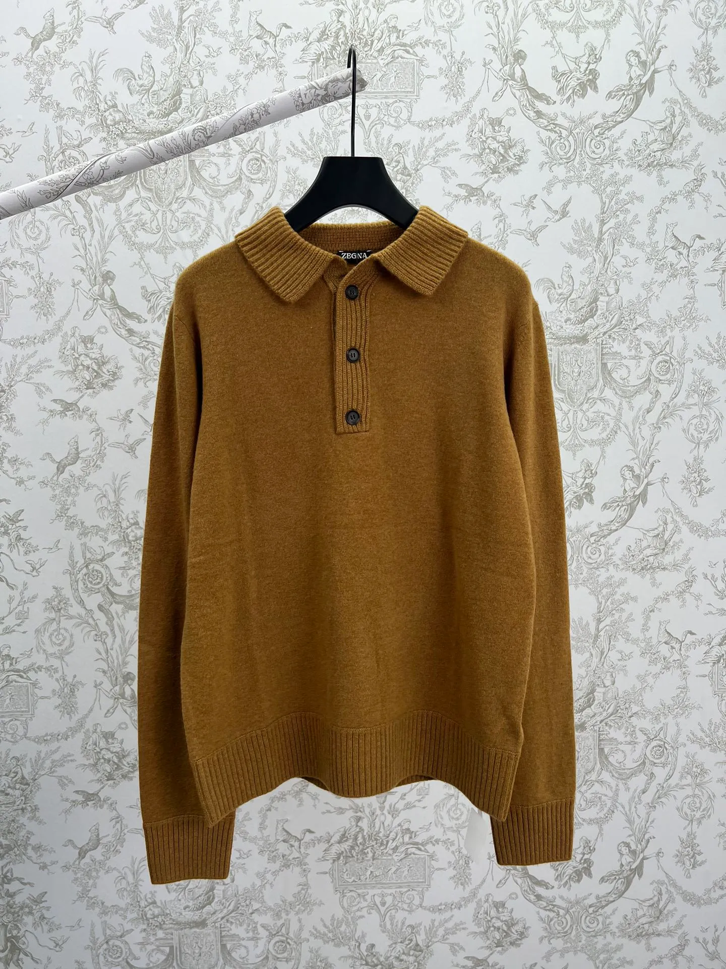 🅿️620 Zegna 25ss new solid color knitted POLO shirt brown high version code number: S.ML.XL.