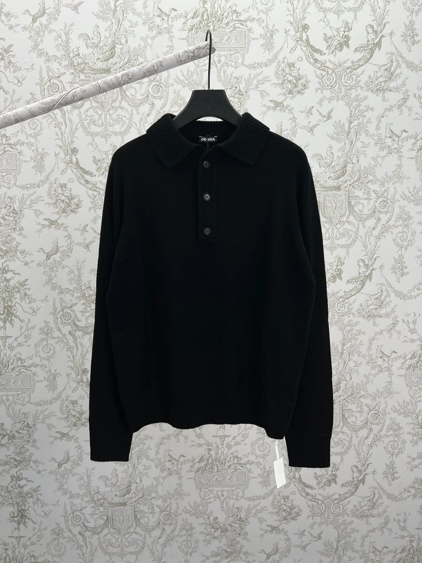 🅿️620 Zegna 25ss new solid color knitted POLO shirt black high version code number: S.ML.XL.