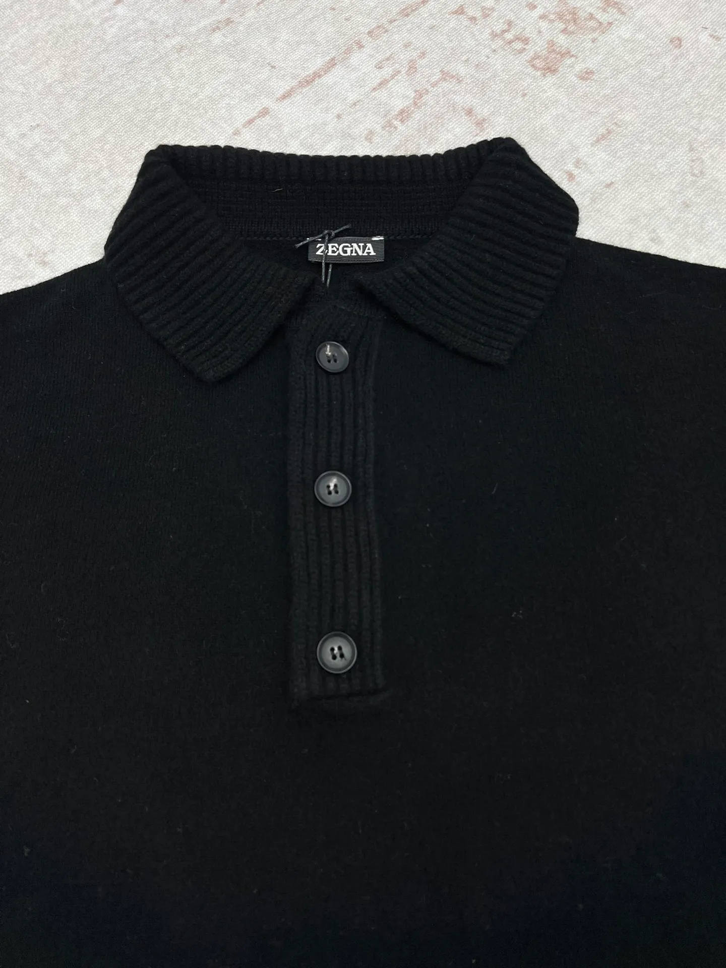 🅿️620 Zegna 25ss new solid color knitted POLO shirt black high version code number: S.ML.XL.