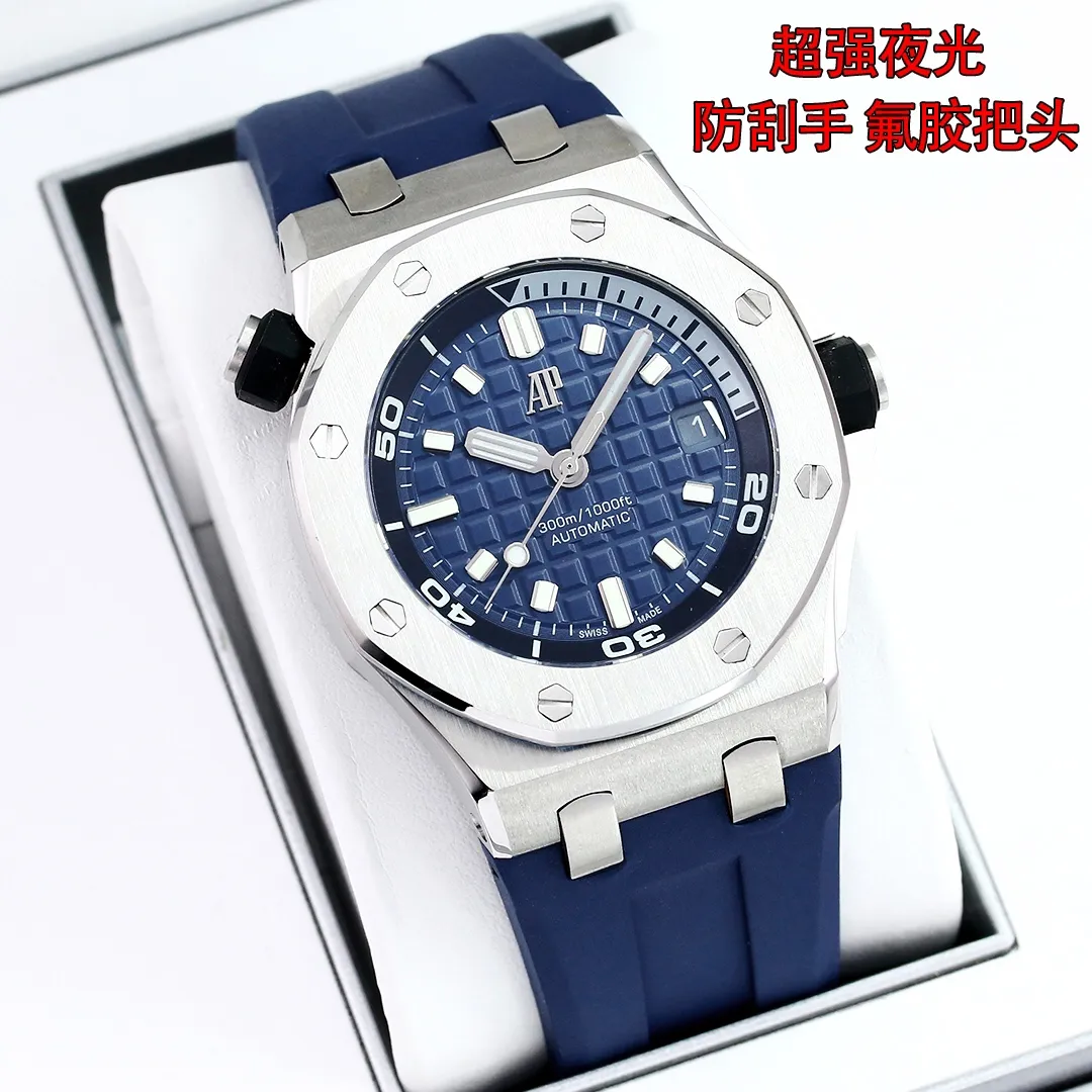 Produced by GW to create a classic-Audemars Piguet 15720 King of Diving! 4302 integrated movement, creating the strongest replica both internally and externally. 1. The case is polished multiple times to match the edges and corners and the material feels consistent; 2. The strongest movement plywood is polished, using the V2 version of the gold automatic support color; 3. The most user-friendly removable headband buffer area to ensure that it matches the original design; 4. The most three-dimensional and neat "biscuit texture" on the disk is guaranteed to be exactly the same as the original: 5. The most durable luminous light and the most aligned internal scales. 6. The original and consistent assembly structure is used to achieve uniformity in every detail! 7. The closest to the original pointer, with sharp and neat cut surfaces without burrs; 8. The closest to the original calendar magnifying glass, the most transparent on the market; 9. The strongest sapphire mirror, transparent to the senses, and coated with anti-vertigo anti-reflection coating; The most important movement: CAL.4302 movement, stable function, 41 hours of power reserve consistent with the original, and the same appearance! The king of diving, the GW king is back!