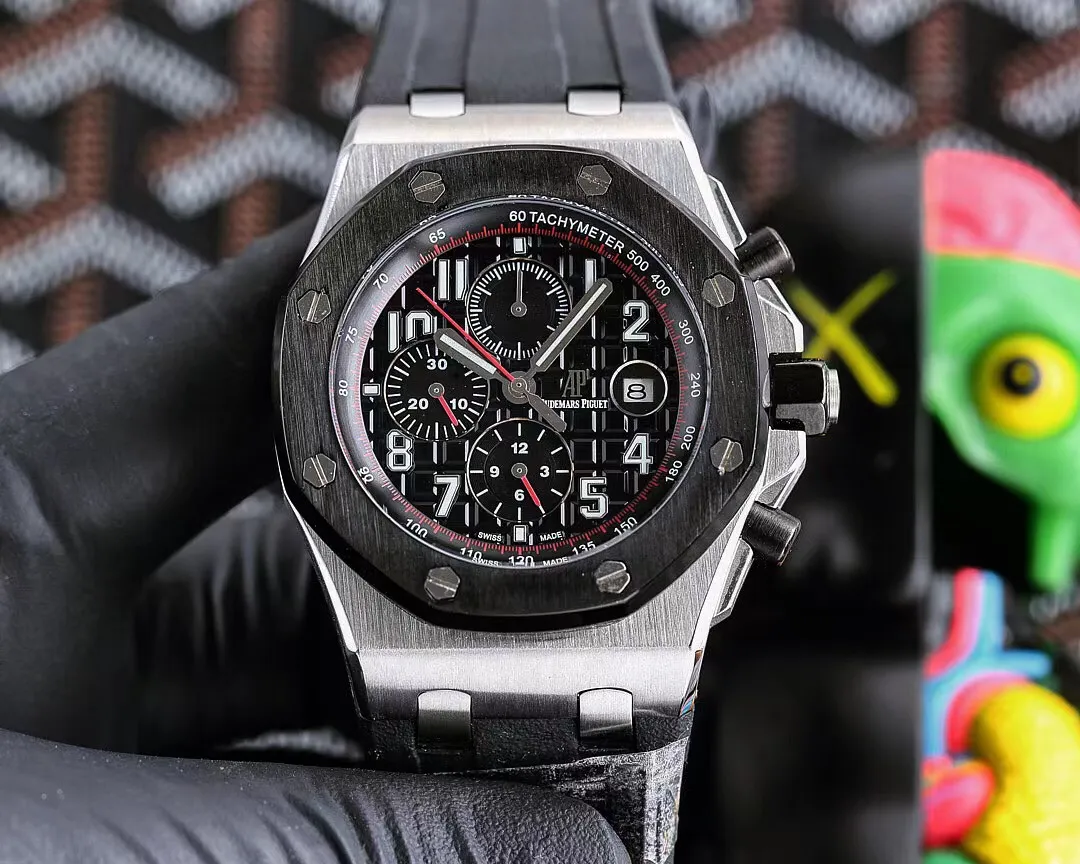 【Customized all-in-one machine】💰1720! Audemars Piguet AP Royal Oak Offshore series coated glass, size 45mm*14mm, Italian rubber strap with original pin buckle with AP logo, equipped with fully automatic imported Citizen 9015 all-in-one mechanical movement, octagonal brushed steel case with digital grid surface, cold, domineering, different tough guy
