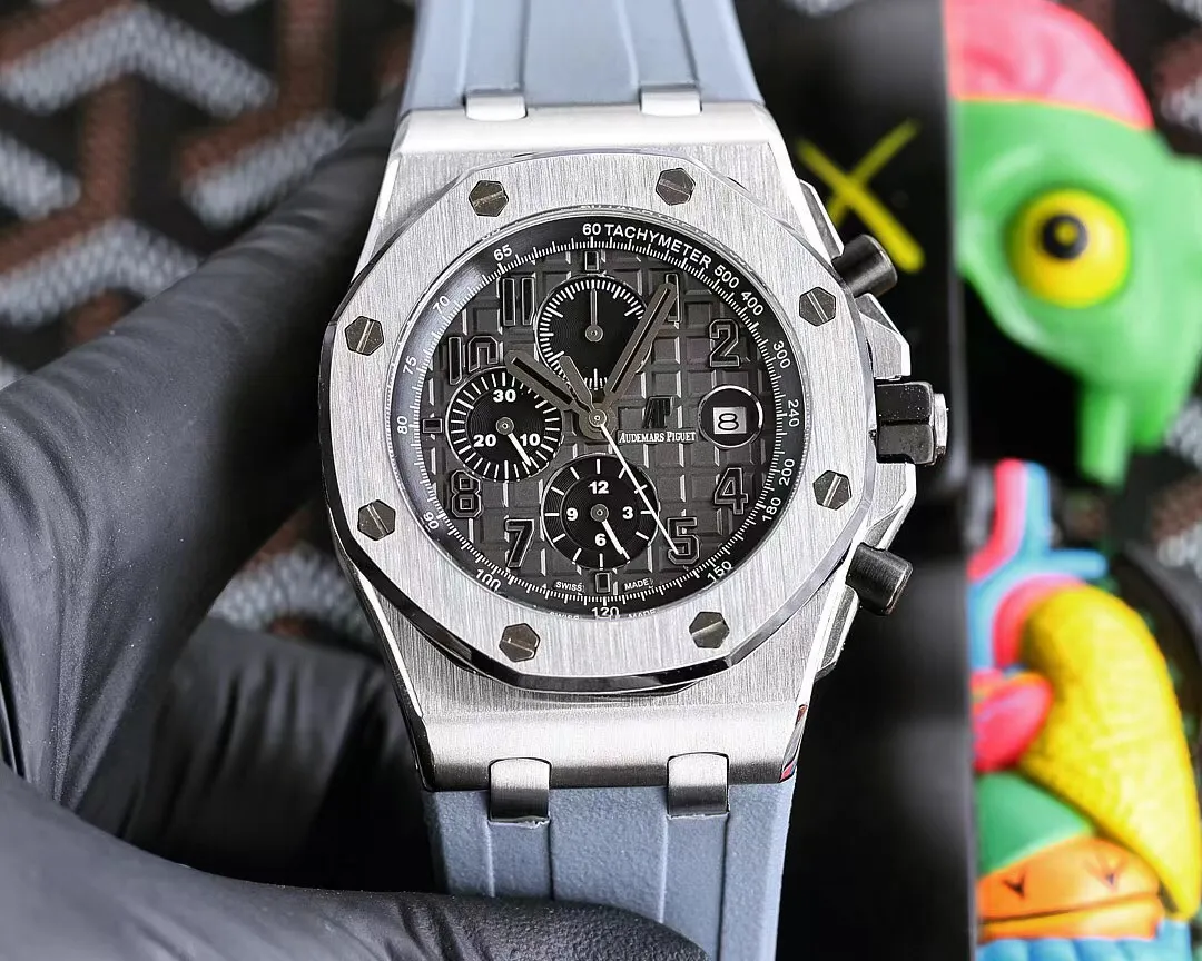 【Customized all-in-one machine】💰1720! Audemars Piguet AP Royal Oak Offshore series coated glass, size 45mm*14mm, Italian rubber strap with original pin buckle with AP logo, equipped with fully automatic imported Citizen 9015 all-in-one mechanical movement, octagonal brushed steel case with digital grid surface, cold, domineering, different tough guy