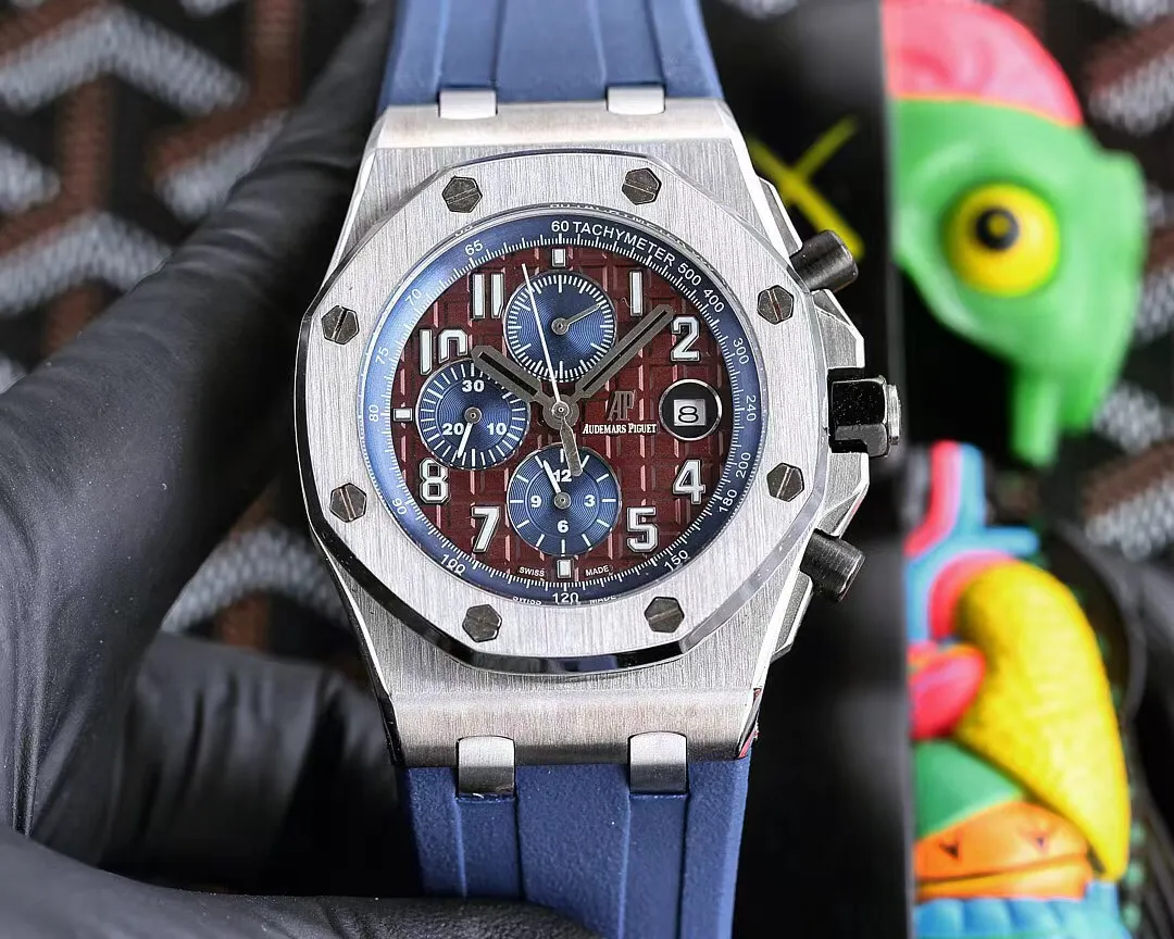 【Customized all-in-one machine】💰1720! Audemars Piguet AP Royal Oak Offshore Series Sapphire Mirror Size 45mm*14mm Italian imported rubber strap with AP original pin buckle Equipped with a fully automatic mechanical movement Octagonal brushed steel case with digital grid surface Cold, domineering, and a different tough guy
