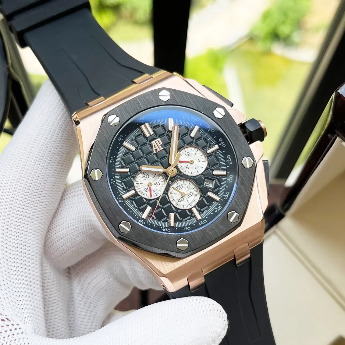 【High-end replica】💰1920! Audemars Piguet-AP men's watch imported fully automatic Citizen 9015 all-in-one mechanical movement mineral strengthened glass 316L stainless steel case leather strap business casual noble and generous size: diameter 44mm thickness 15mm