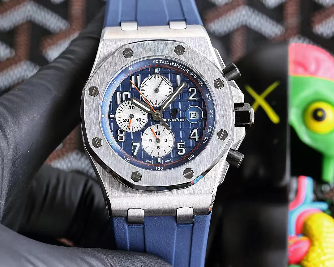 【Customized all-in-one machine】💰1720! Audemars Piguet AP Royal Oak Offshore Series Sapphire Mirror Size 45mm*14mm Italian imported rubber strap with AP original pin buckle Equipped with a fully automatic mechanical movement Octagonal brushed steel case with digital grid surface Cold, domineering, and a different tough guy