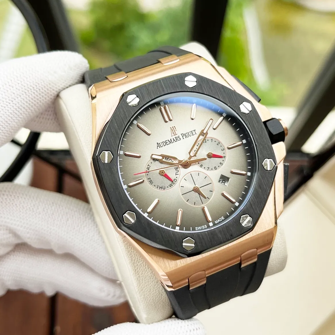 【Customized all-in-one machine】💰2100! Audemars Piguet-AP men's watch equipped with imported fully automatic 9015 all-in-one mechanical movement, sapphire mirror, 316L stainless steel case, imported rubber strap, fashionable and casual, noble and generous, size: diameter 44mm, thickness 15mm