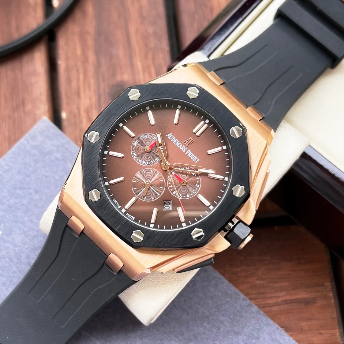 【Customized all-in-one machine】💰2100! Audemars Piguet-AP men's watch equipped with imported fully automatic 9015 all-in-one mechanical movement, sapphire mirror, 316L stainless steel case, imported rubber strap, fashionable and casual, noble and generous, size: diameter 44mm, thickness 15mm
