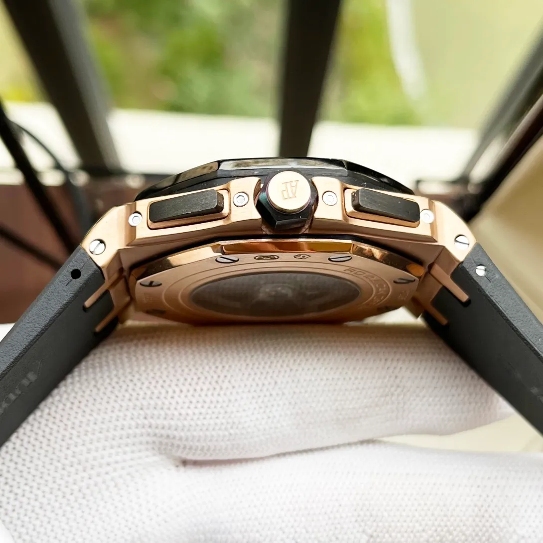 【Customized all-in-one machine】💰1920! Audemars Piguet-AP men's watch equipped with fully automatic imported 9015 all-in-one mechanical movement, sapphire mirror, 316L stainless steel case, natural rubber strap, business casual, elegant and refined, size: diameter 44mm, thickness 15mm