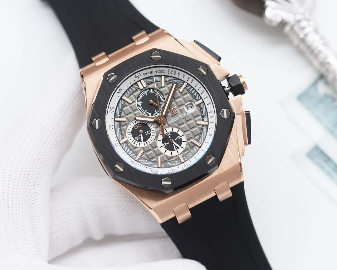Audemars Piguet-AP🏅🏅 Type: Men's watch🎉🎉 Case: Top version 316 stainless steel L Strap: Natural rubber waterproof tape Movement: Fully automatic imported mechanical movement⚙️ Mirror: Sapphire mirror glass Size: 45mm in diameter, 13mm thick 🍷Exquisite inheritance of real effects, quality guaranteed! ‼ ️The elegant style instantly enhances the charm of men and is a symbol of taste and noble life!