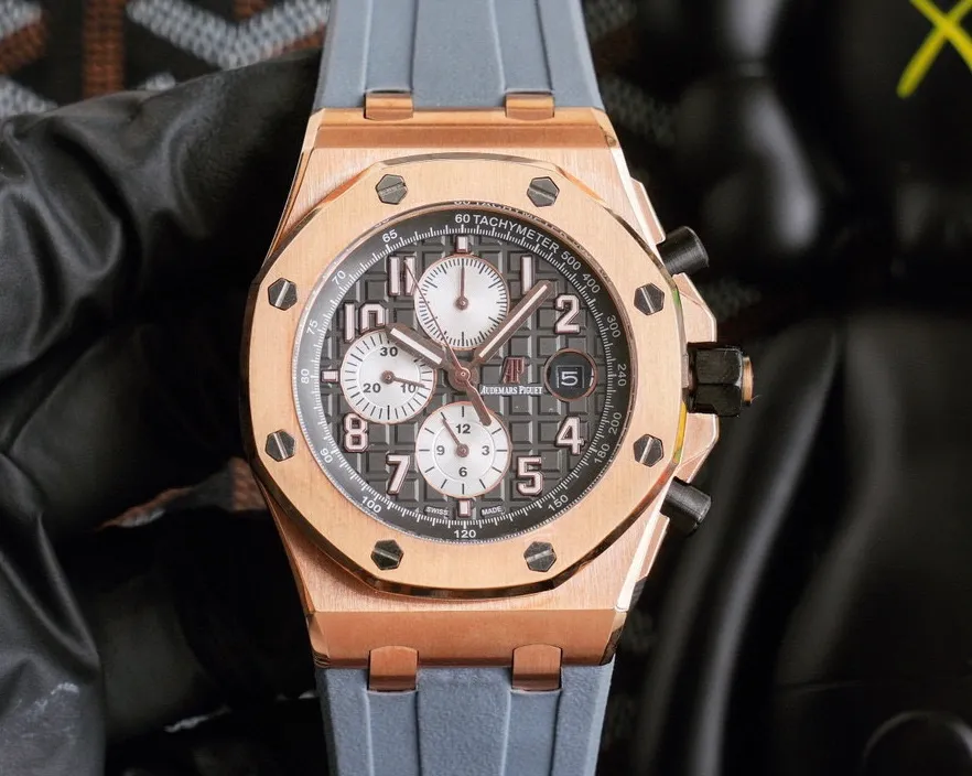 【Customized all-in-one machine】💰1720! Audemars Piguet AP Royal Oak Offshore Series Wear-resistant and scratch-resistant sapphire mirror Size 45mm*14mm Italian imported rubber strap with AP original pin buckle Equipped with fully automatic imported 9015 all-in-one mechanical movement Octagonal brushed steel case with digital grid surface Cold, domineering, and a different tough guy