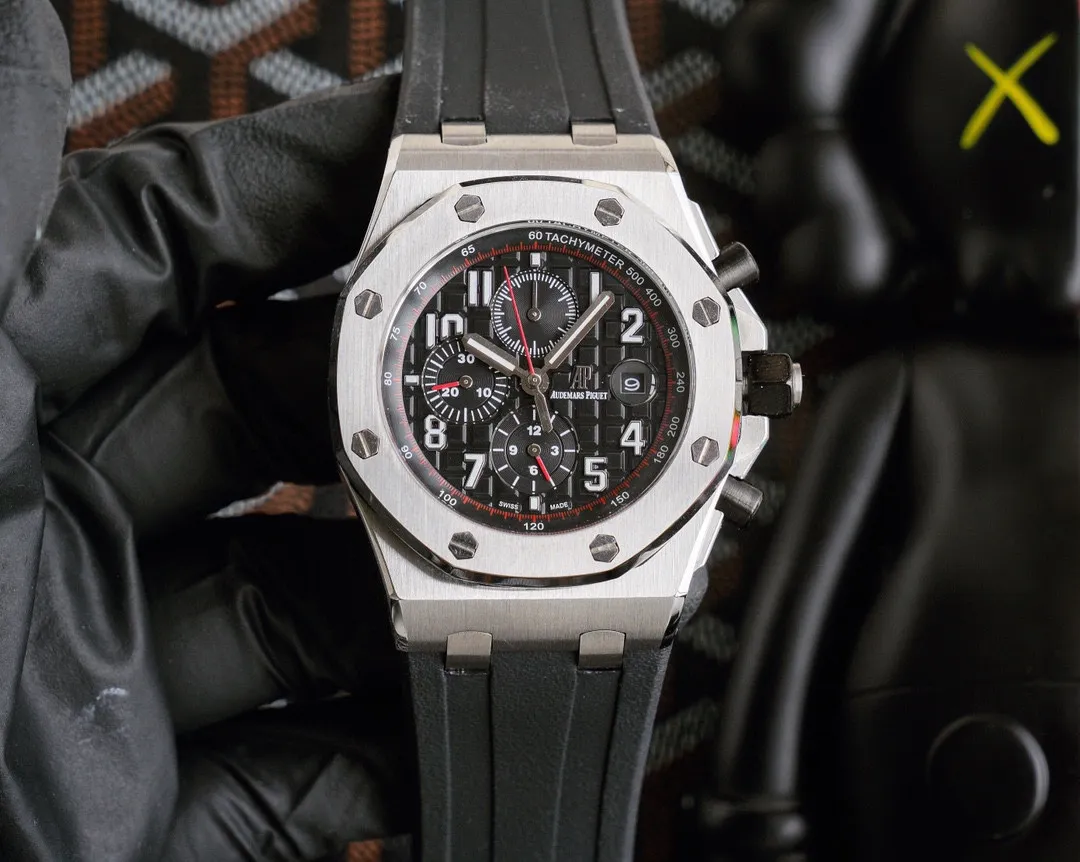 【Customized all-in-one machine】💰1720! Audemars Piguet AP Royal Oak Offshore Series Wear-resistant and scratch-resistant sapphire mirror Size 45mm*14mm Italian imported rubber strap with AP original pin buckle Equipped with fully automatic imported 9015 all-in-one mechanical movement Octagonal brushed steel case with digital grid surface Cold, domineering, and a different tough guy
