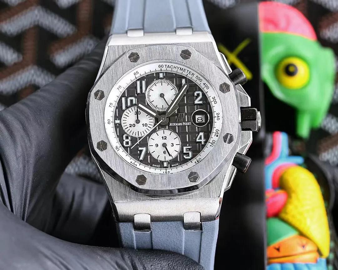 【Customized all-in-one machine】💰1720! Audemars Piguet AP Royal Oak Offshore Series Sapphire Mirror Size 45mm*14mm Italian imported rubber strap with AP original pin buckle Equipped with a fully automatic mechanical movement Octagonal brushed steel case with digital grid surface Cold, domineering, and a different tough guy