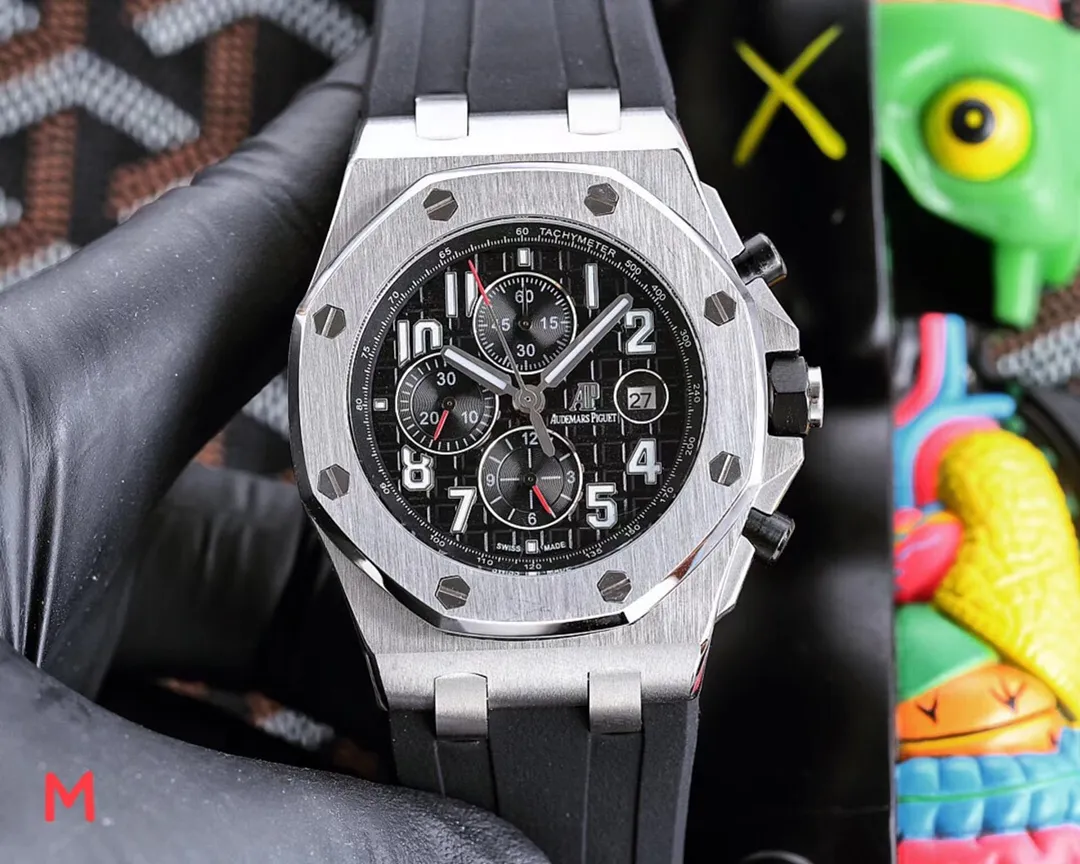 【High-end replica】💰1720! Audemars Piguet AP Royal Oak series coated glass, size 42mm*14mm, waterproof tape with AP original pin buckle, equipped with fully automatic mechanical movement, octagonal brushed steel case with mesh surface, cold, domineering, different tough guy