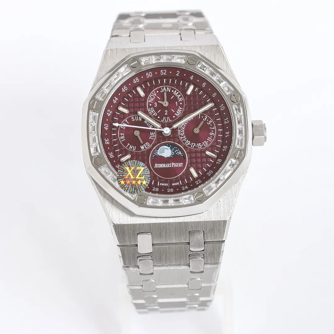 The fusion of quality and beauty! AP Audemars Piguet Royal Oak 26574ST series men's watch! A perfect and personalized experience! 1⃣️Diameter 41MM! 2⃣️ Equipped with a customized version of Cal.5134 movement, which perfectly restores functions! 3⃣️All functions such as calendar, day of the week, month, moon phase, etc. are all real functions and can be used normally. (Steel belt, tape, and belt models are optional) 3⃣️The watch case is made of 316L fine steel, and the entire case is CNC-processed with high precision, and the density is consistent with the original!           4⃣️The entire text is perfectly presented according to the original color! 5⃣️A three-piece set of shell cover, shell and bottom cover. The overall angle perfectly reflects the drawing process and the fusion of quality and beauty!