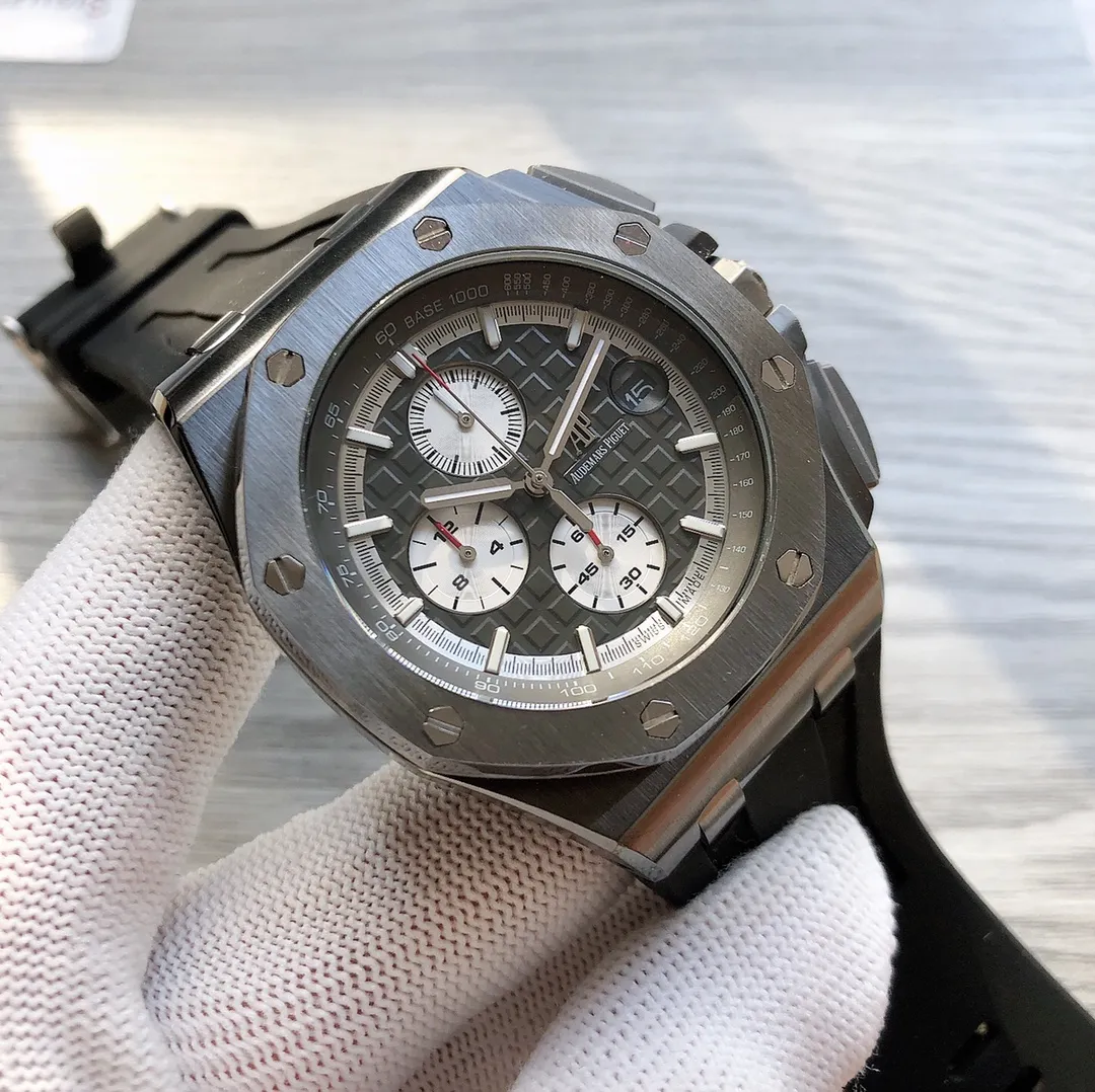 【Foreign Trade Import】💰1440! AP Audemars Piguet Royal Oak Offshore 🎮B28 Model: 26400SO.OO.A054.CA.01 Style: Men's multi-function quartz watch Movement model: Multi-function six-hand chronograph quartz movement Watch diameter: 43mm Material: 316 Xin stainless steel 🎮 Mirror material: Mineral wear-resistant glass Assembled with imported rubber original strap Equipped with original pin buckle 🎮Sanjie exquisitely recommends men's multi-function quartz watch SJ creates exquisite and ultra-realistic photo shoots for you