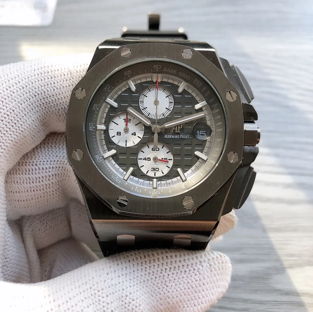 【Foreign Trade Import】💰1440! AP Audemars Piguet Royal Oak Offshore 🎮B28 Model: 26400SO.OO.A054.CA.01 Style: Men's multi-function quartz watch Movement model: Multi-function six-hand chronograph quartz movement Watch diameter: 43mm Material: 316 Xin stainless steel 🎮 Mirror material: Mineral wear-resistant glass Assembled with imported rubber original strap Equipped with original pin buckle 🎮Sanjie exquisitely recommends men's multi-function quartz watch SJ creates exquisite and ultra-realistic photo shoots for you