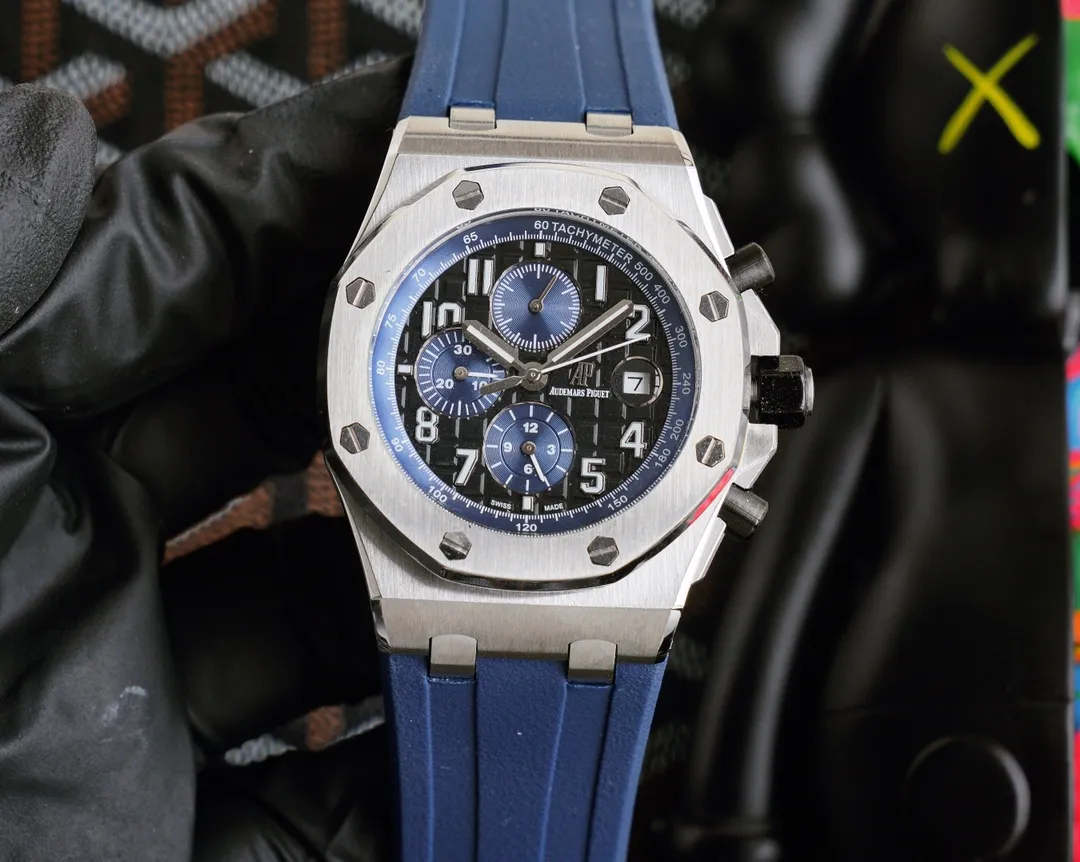 【High-end replica】💰1720! Audemars Piguet AP Royal Oak Offshore Series Coated Glass Size 45mm*14mm Italian rubber strap with AP original pin buckle Equipped with a fully automatic mechanical movement Octagonal brushed steel case with digital grid surface Cold, domineering, a different tough guy