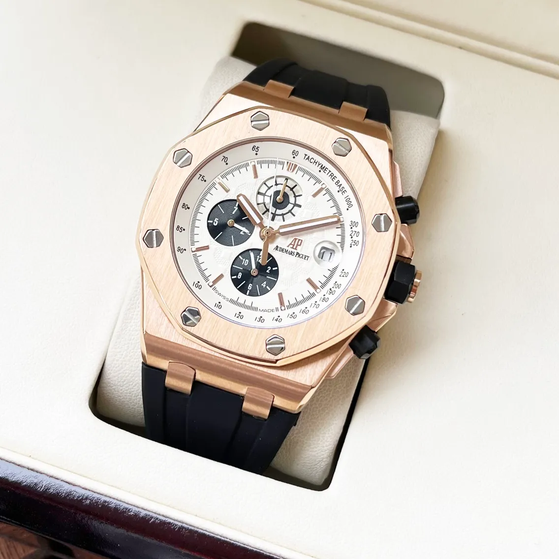 【Customized all-in-one machine】💰1720! Audemars Piguet-AP men's watch equipped with fully automatic imported 9015 all-in-one mechanical movement, wear-resistant and scratch-resistant sapphire mirror, 316L stainless steel case, genuine calfskin strap, fashionable and casual, noble and generous, size: diameter 44mm, thickness 15mm