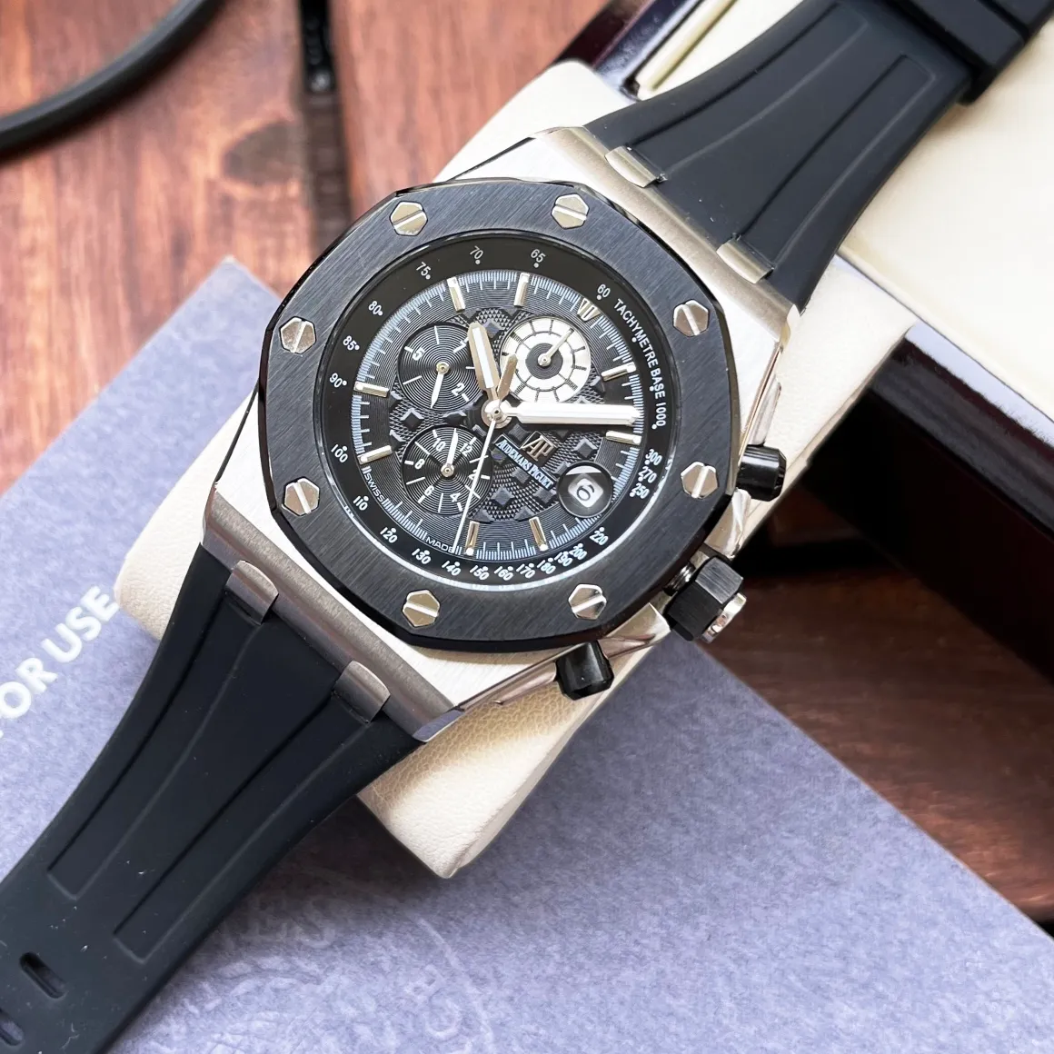 【Customized all-in-one machine】💰1720! Audemars Piguet-AP men's watch equipped with fully automatic imported 9015 all-in-one mechanical movement, wear-resistant and scratch-resistant sapphire mirror, 316L stainless steel case, genuine calfskin strap, fashionable and casual, noble and generous, size: diameter 44mm, thickness 15mm