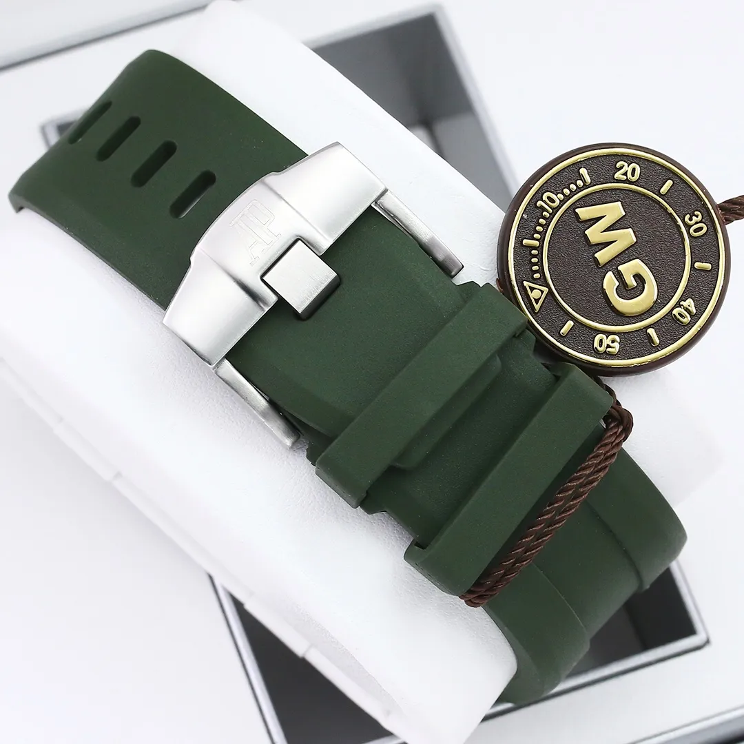 Produced by GW to create a classic-Audemars Piguet 15720 King of Diving! 4302 integrated movement, creating the strongest replica both internally and externally. 1. The case is polished multiple times to match the edges and corners and the material feels consistent; 2. The strongest movement plywood is polished, using the V2 version of the gold automatic support color; 3. The most user-friendly removable headband buffer area to ensure that it matches the original design; 4. The most three-dimensional and neat "biscuit texture" on the disk is guaranteed to be exactly the same as the original: 5. The most durable luminous light and the most aligned internal scales. 6. The original and consistent assembly structure is used to achieve uniformity in every detail! 7. The closest to the original pointer, with sharp and neat cut surfaces without burrs; 8. The closest to the original calendar magnifying glass, the most transparent on the market; 9. The strongest sapphire mirror, transparent to the senses, and coated with anti-vertigo anti-reflection coating; The most important movement: CAL.4302 movement, stable function, 41 hours of power reserve consistent with the original, and the same appearance! The king of diving, the GW king is back!