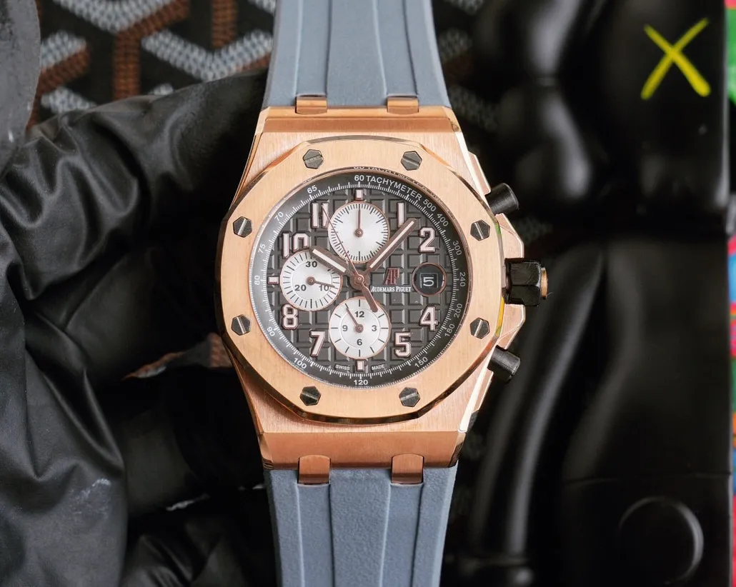 【High-end replica】💰1720! Audemars Piguet AP Royal Oak Offshore Series Coated Glass Size 45mm*14mm Italian rubber strap with AP original pin buckle Equipped with a fully automatic mechanical movement Octagonal brushed steel case with digital grid surface Cold, domineering, a different tough guy