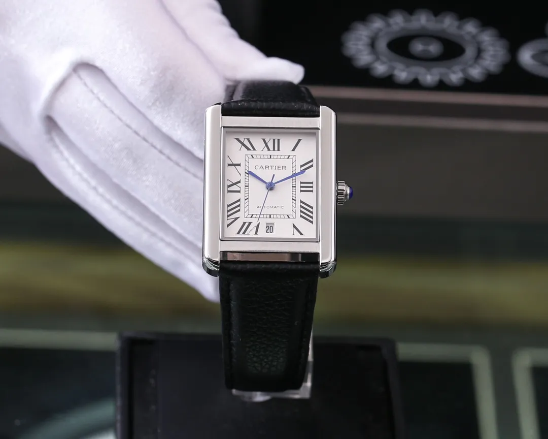 【Customized all-in-one machine】💰1720! Cartier ⌚️CARTIER Tank Series Men's Mechanical Watch 💯 Brand new Citizen 8215 automatic mechanical movement, accurate travel time, 🅾️reworked 💯 316L stainless steel case with imitation machine workmanship, case size 31*41 💯 Anti-scratch sapphire glass mirror 💯 Crocodile pattern cowhide or frosted cowhide strap optional, with original folding buckle! Welcome to reprint!