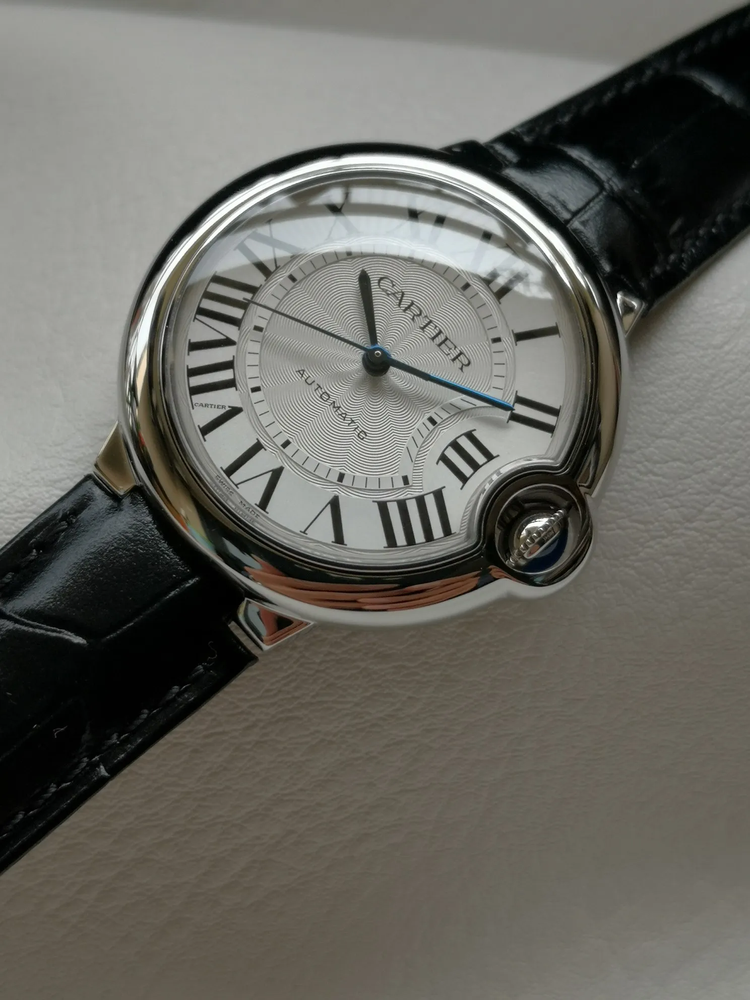 【Taiwan Factory】💰2160! 【Top replica】💰3500! Cartier Blue Balloon watch (guilloché dial, sword-shaped blue steel hands, automatic, 36 mm)