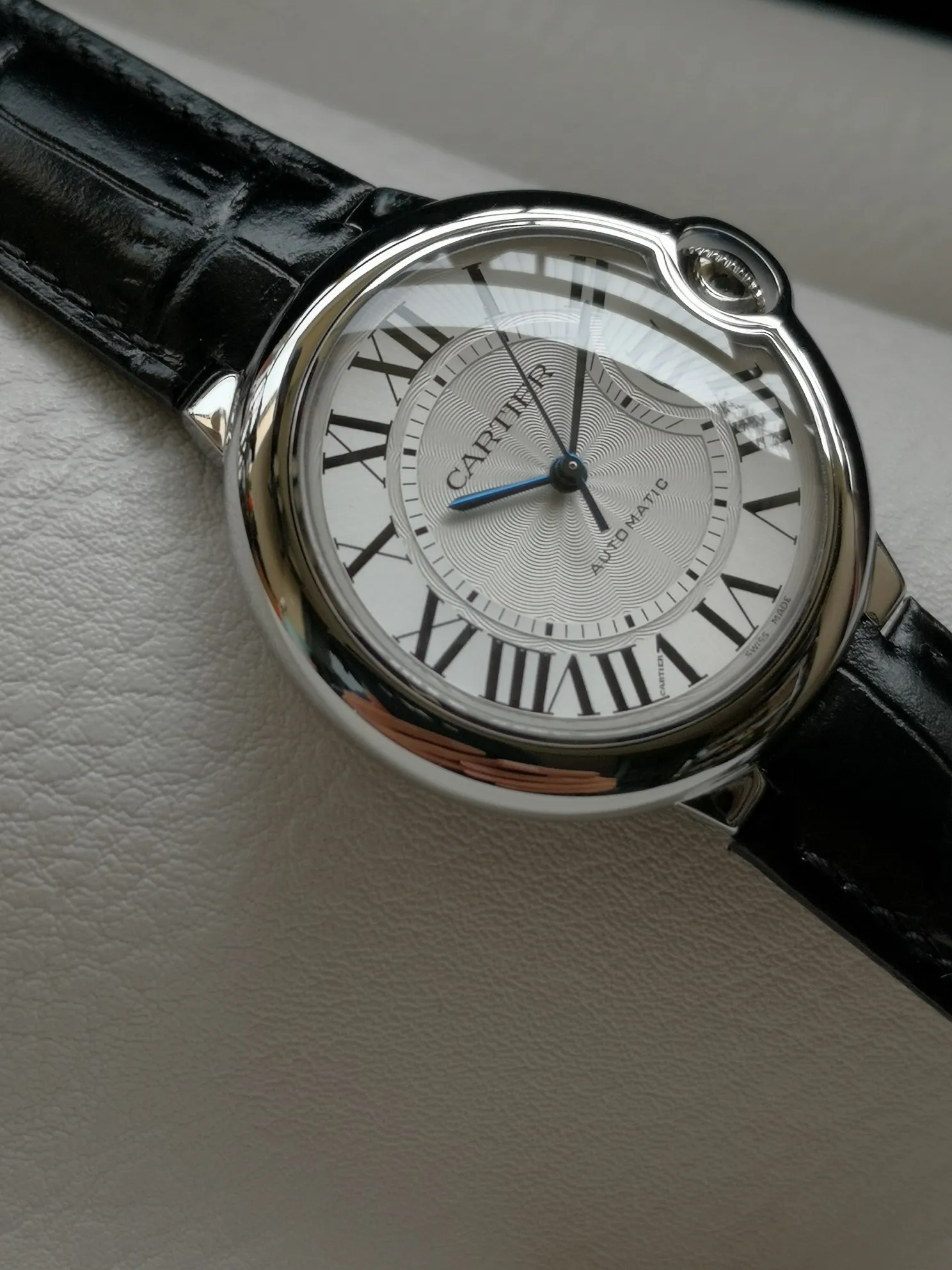【Taiwan Factory】💰2160! 【Top replica】💰3500! Cartier Blue Balloon watch (guilloché dial, sword-shaped blue steel hands, automatic, 36 mm)