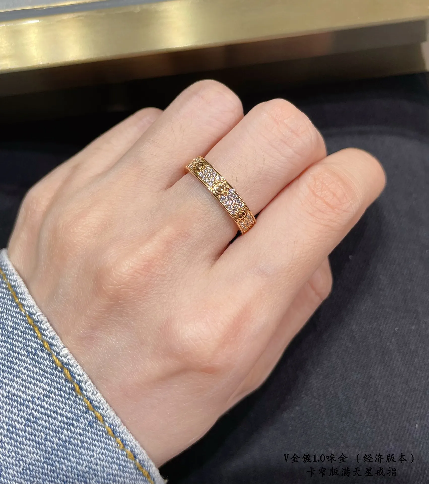 【High Quality】💰400! Cartier narrow version of baby's breath ring. Eight hearts and eight arrows high bullet drill. . The most popular ring in summer💍💋💄 Timeless classic, very popular in recent years, high carbon diamond micro-inlay material, same craftsmanship, different price, real gold texture