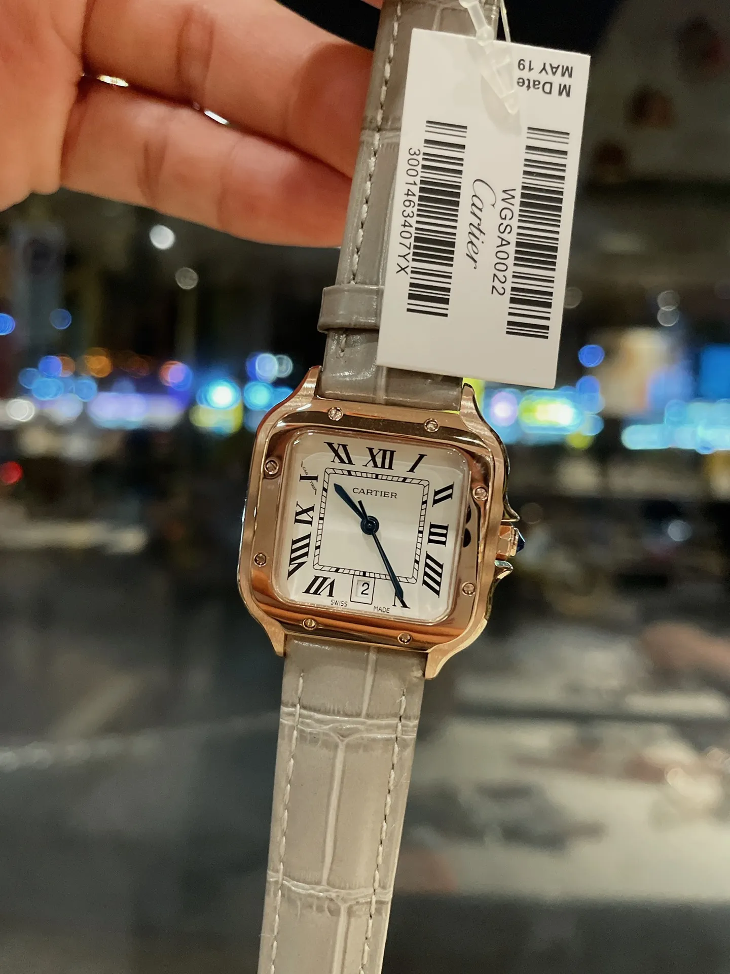 【Foreign trade import】💰960! Cartier Santos case, stainless steel dial, steel blue classic Roman numeral hands, imported movement, spinel sapphire crown, imported calfskin, size: 28mm
