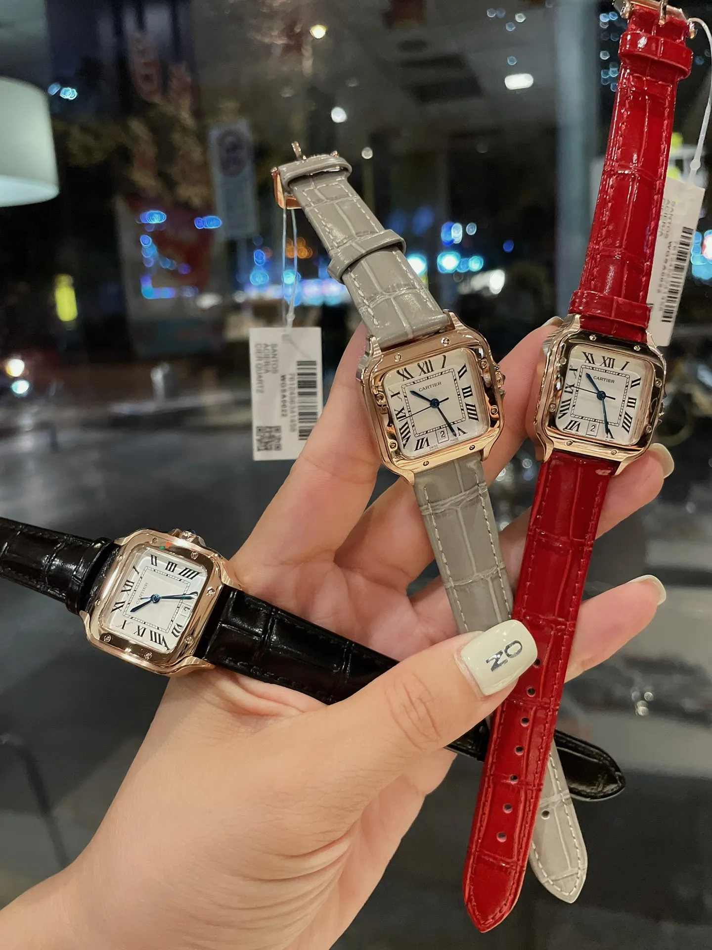 【Foreign trade import】💰960! Cartier Santos case, stainless steel dial, steel blue classic Roman numeral hands, imported movement, spinel sapphire crown, imported calfskin, size: 28mm