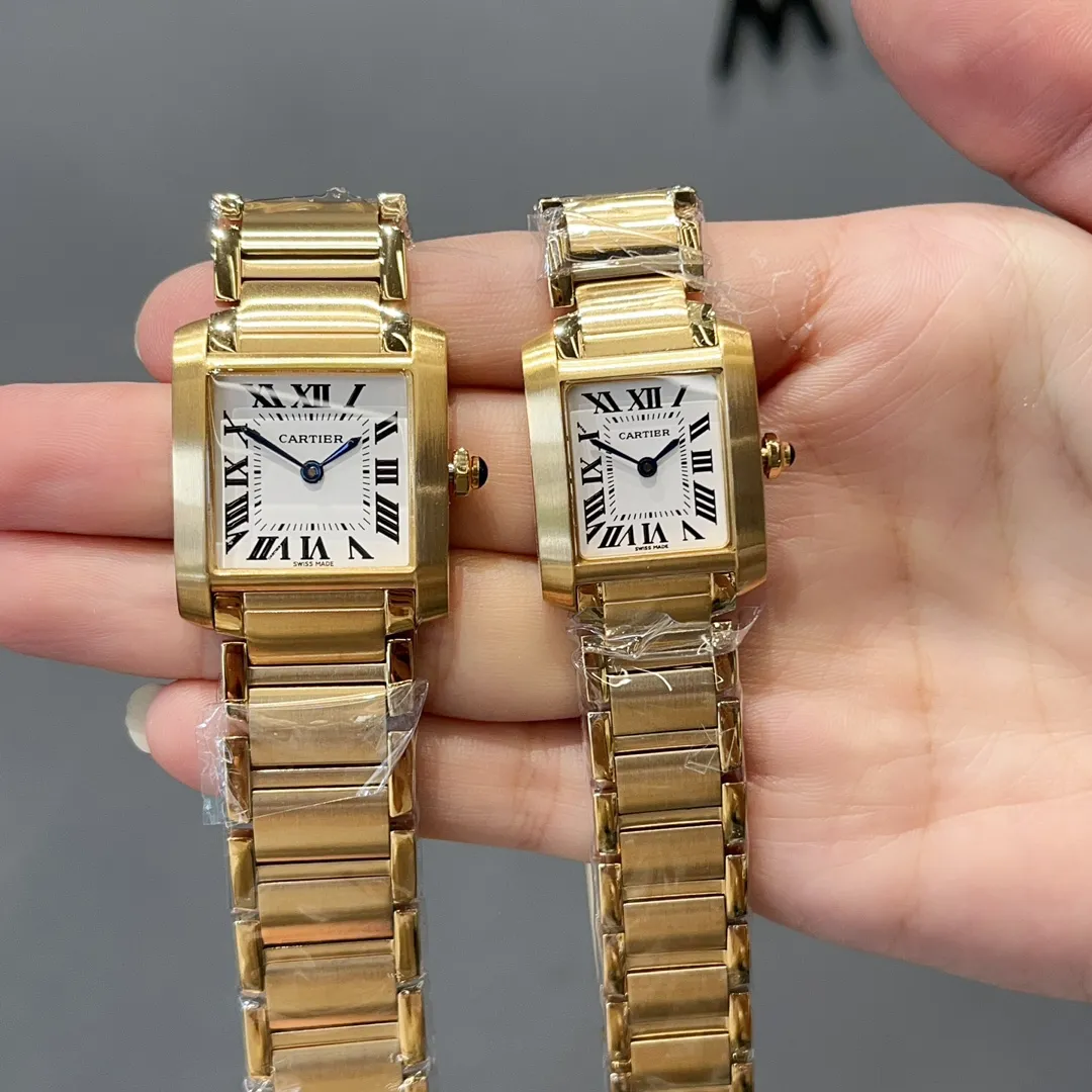 【High-end replica】💰1160! Cartier French Tank Series TankFrancaise, Swiss quartz movement, 316L stainless steel case bracelet, tempered crystal mirror, gemstone bead crown, medium size: width 27mm, length 32mm, small size: width 21.2mm, length 25.7mm