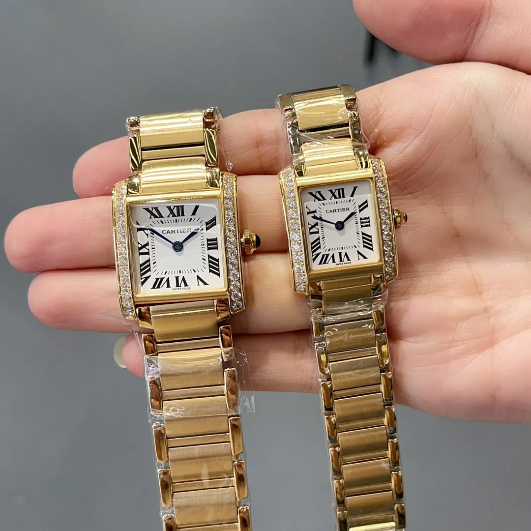 【High-end replica】💰1160! Cartier French Tank Series TankFrancaise, Swiss quartz movement, 316L stainless steel case bracelet, tempered crystal mirror, gemstone bead crown, medium size: width 27mm, length 32mm, small size: width 21.2mm, length 25.7mm