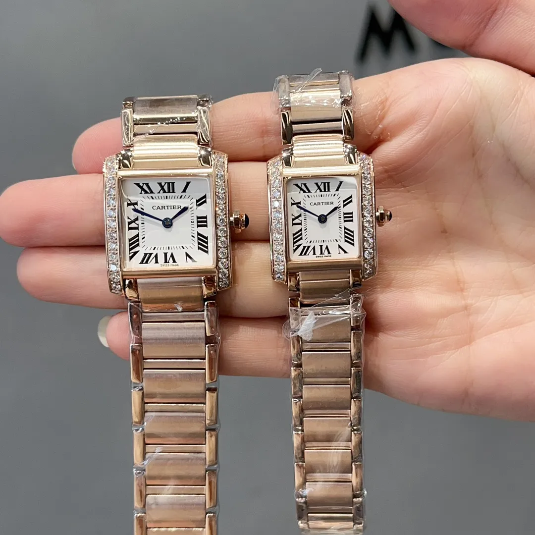 【High-end replica】💰1160! Cartier French Tank Series TankFrancaise, Swiss quartz movement, 316L stainless steel case bracelet, tempered crystal mirror, gemstone bead crown, medium size: width 27mm, length 32mm, small size: width 21.2mm, length 25.7mm