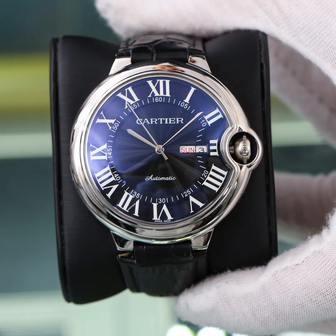【Foreign trade import】💰1640! Cartier Blue Balloon Series [Movement] Equipped with a 💯 top-level fully automatic mechanical movement (0 repairs and 0 after-sales), it has accurate travel time, excellent performance, and a power reserve of up to 48 hours. [Size] Diameter 43MM, thickness 13MM [Case] ​​316L stainless steel case [Literal] Clear scale, three-dimensional pattern design [Strap] Italian calfskin strap Wrist beauty launched! Welcome to reprint!