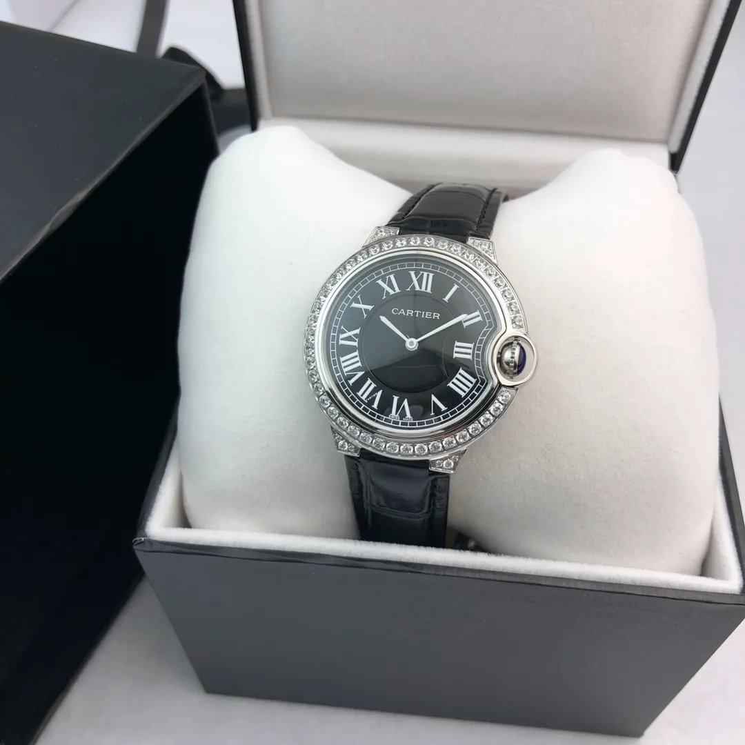 【Foreign trade import】💰840! Cartier - [CARTIER Blue Balloon Series Goddess Watch, very popular among goddesses, 316L fine steel case hand-set with diamonds, clean brushed metal dial, showing simple temperament, imported quartz movement, the latest and most pink color, super white hand, great appearance and temperament! Original folding clasp, size: 36mm...