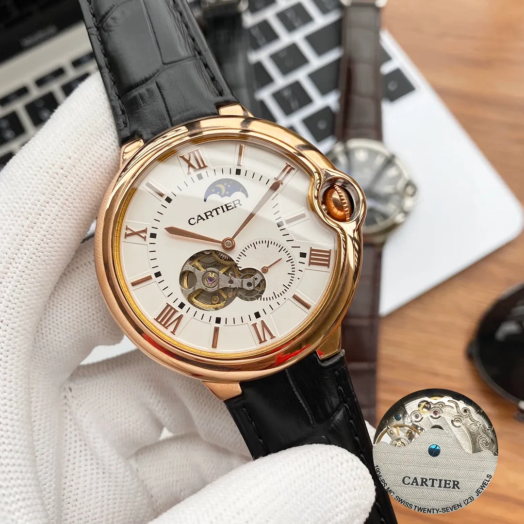 【Foreign trade import】💰1220! Cartier-CARTIER Type: Men's watch Case: 316 stainless steel (excellent workmanship) Strap: Imported calfskin/316 stainless steel (two options available) Movement: Advanced customized fully automatic mechanical movement (stable travel time) Material: Advanced reinforced coating mirror Size: diameter 44mm, thickness 13mm
