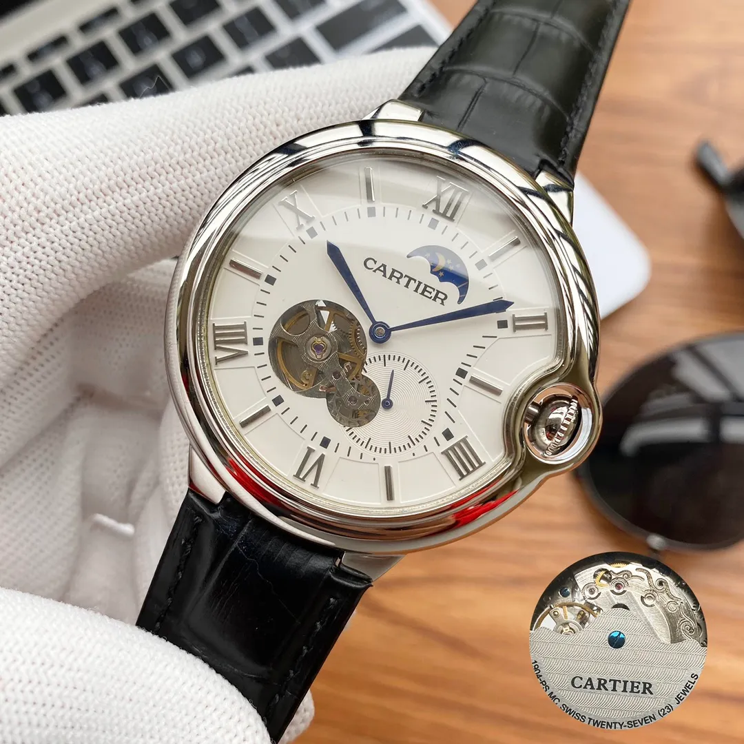 【Foreign trade import】💰1220! Cartier-CARTIER Type: Men's watch Case: 316 stainless steel (excellent workmanship) Strap: Imported calfskin/316 stainless steel (two options available) Movement: Advanced customized fully automatic mechanical movement (stable travel time) Material: Advanced reinforced coating mirror Size: diameter 44mm, thickness 13mm